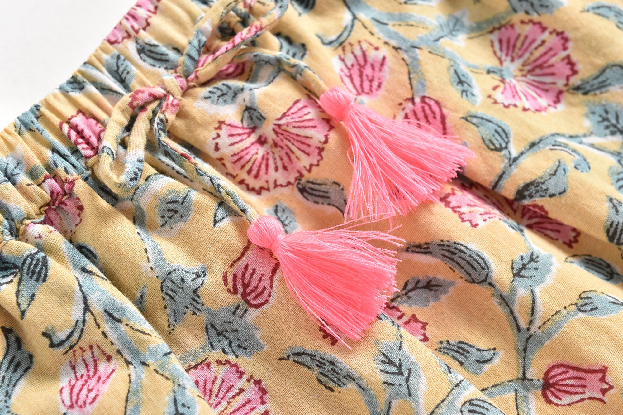Girls Lemon Flowers Cotton Trousers