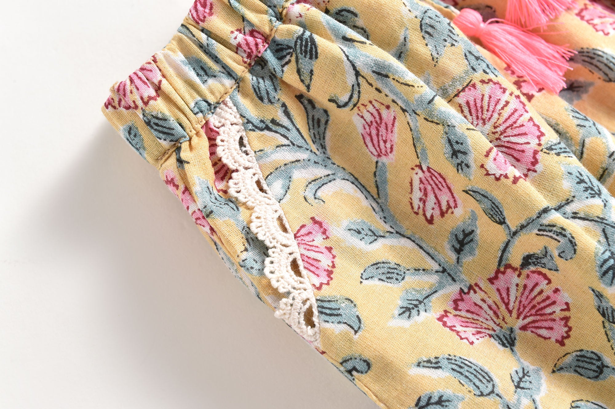 Girls Lemon Flowers Cotton Trousers