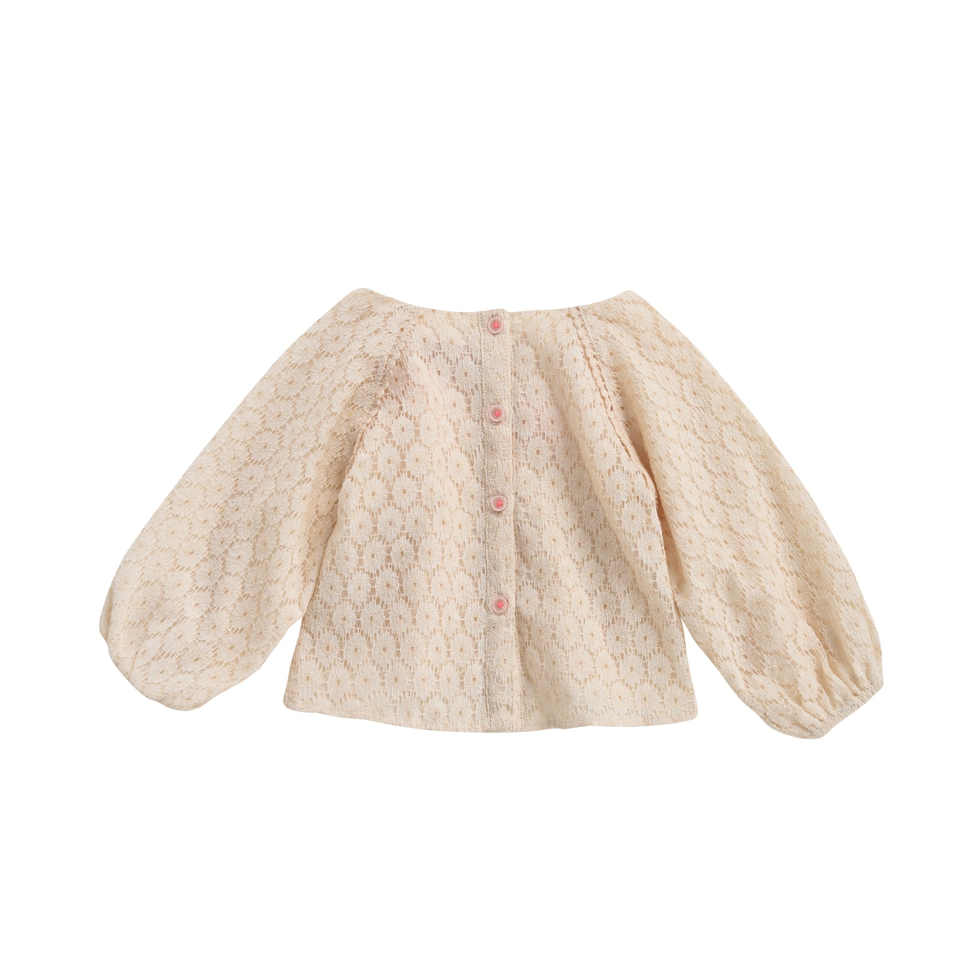 Girls Cream Flower Lace Blouse
