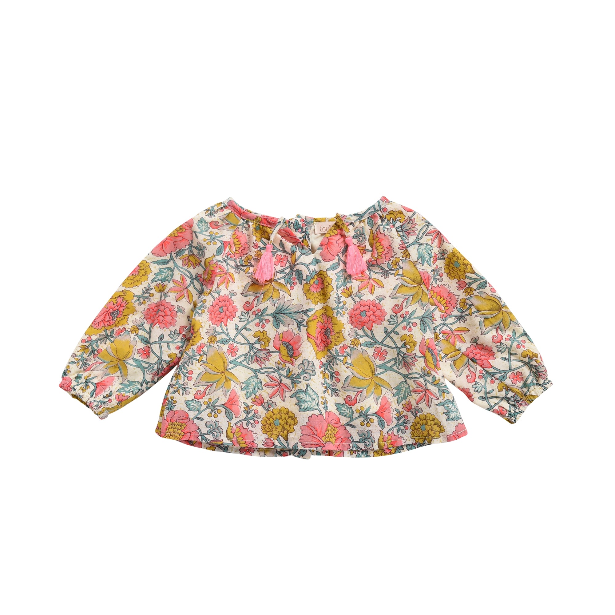 Girls Multi Flowers Cotton Blouse