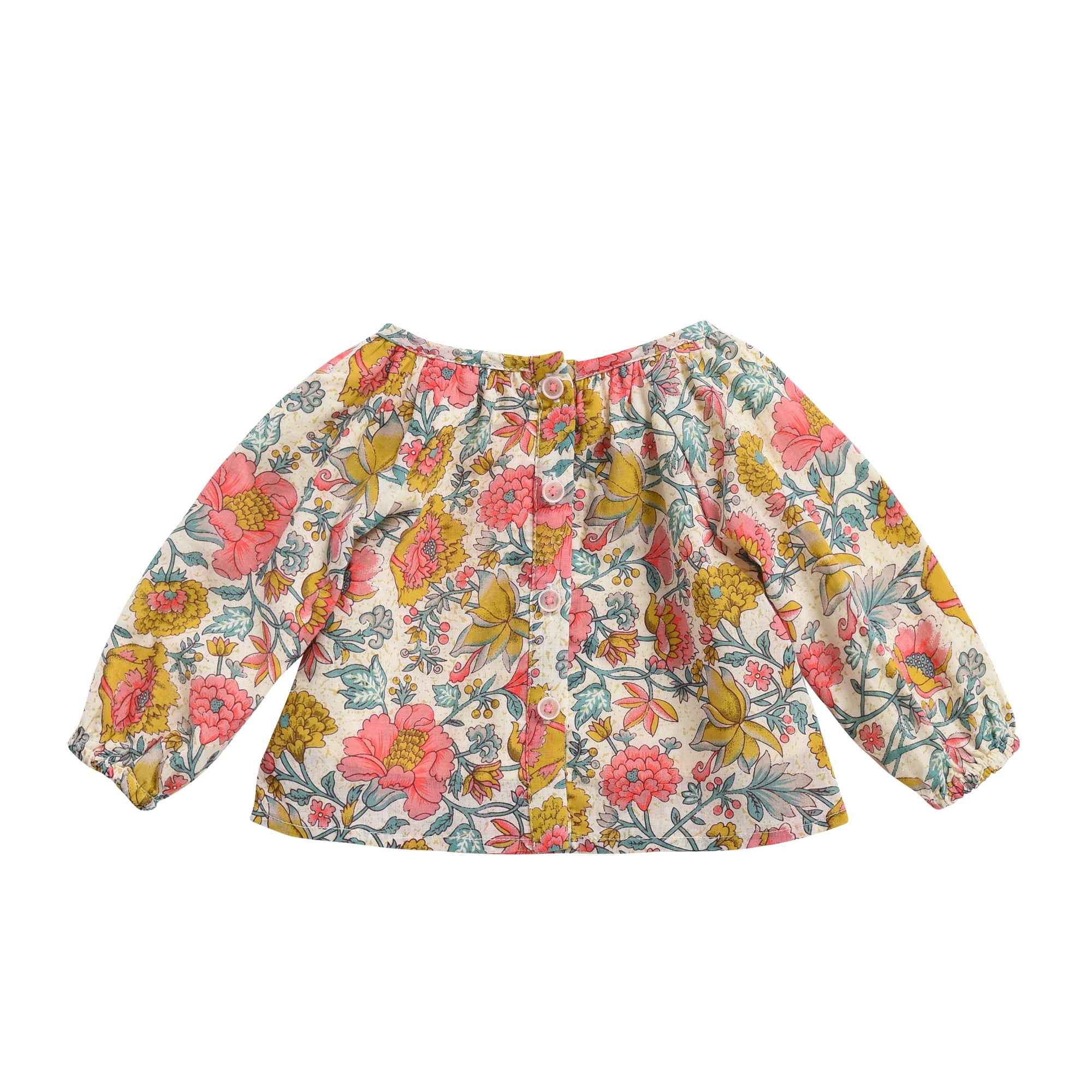 Girls Multi Flowers Cotton Blouse