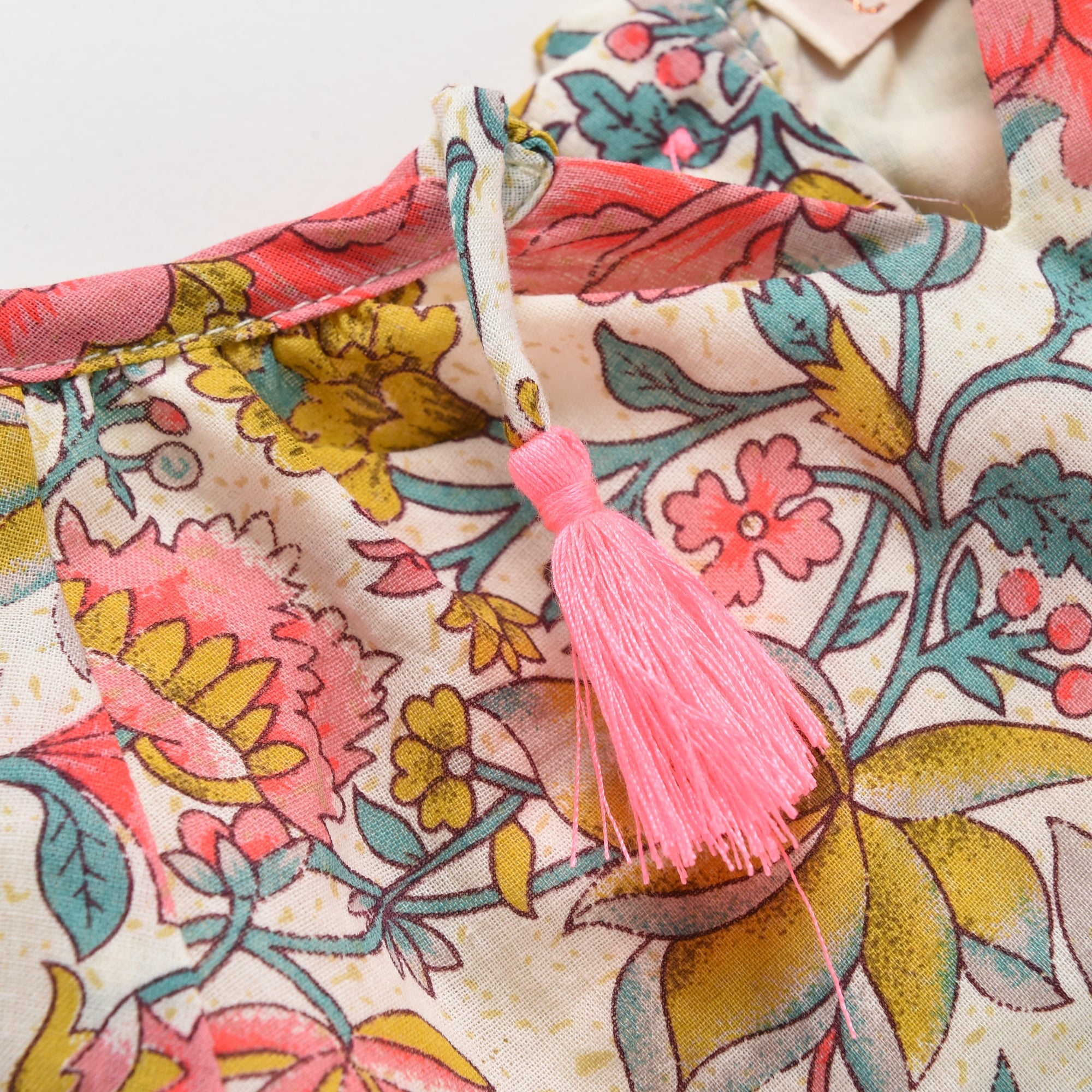 Girls Multi Flowers Cotton Blouse