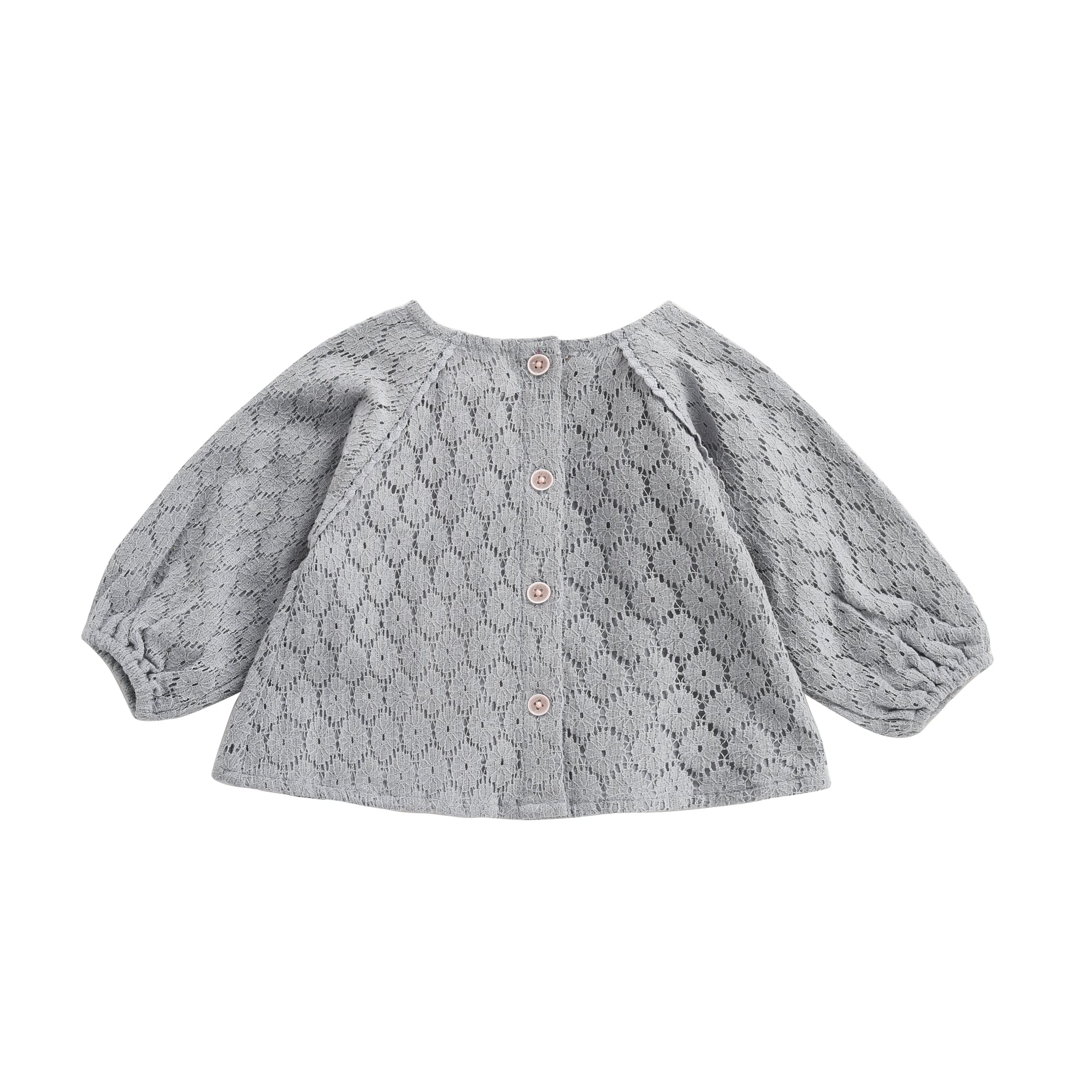 Girls Silver Cloud Flower Lace Cotton Blouse