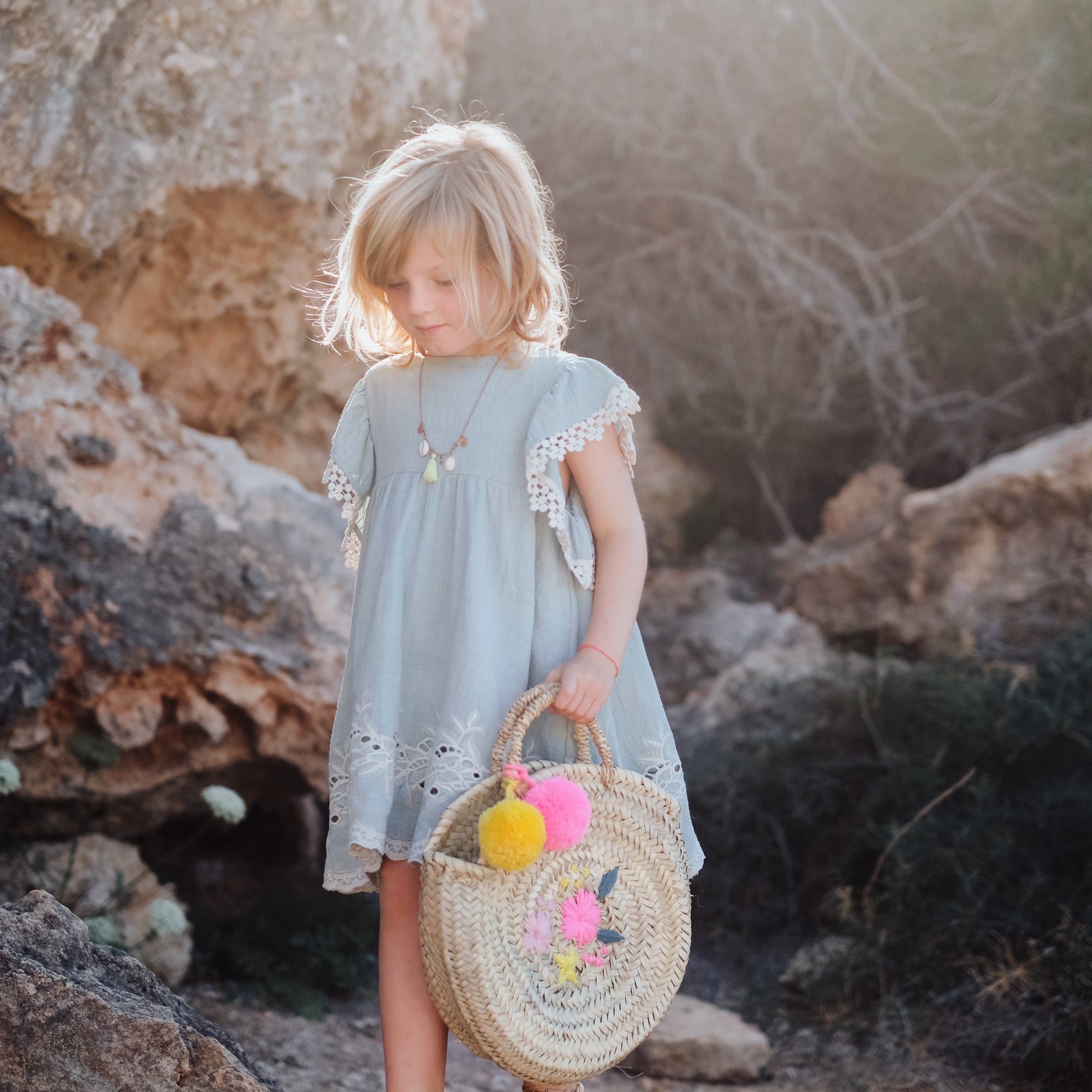 Girls Almond Cotton Dress