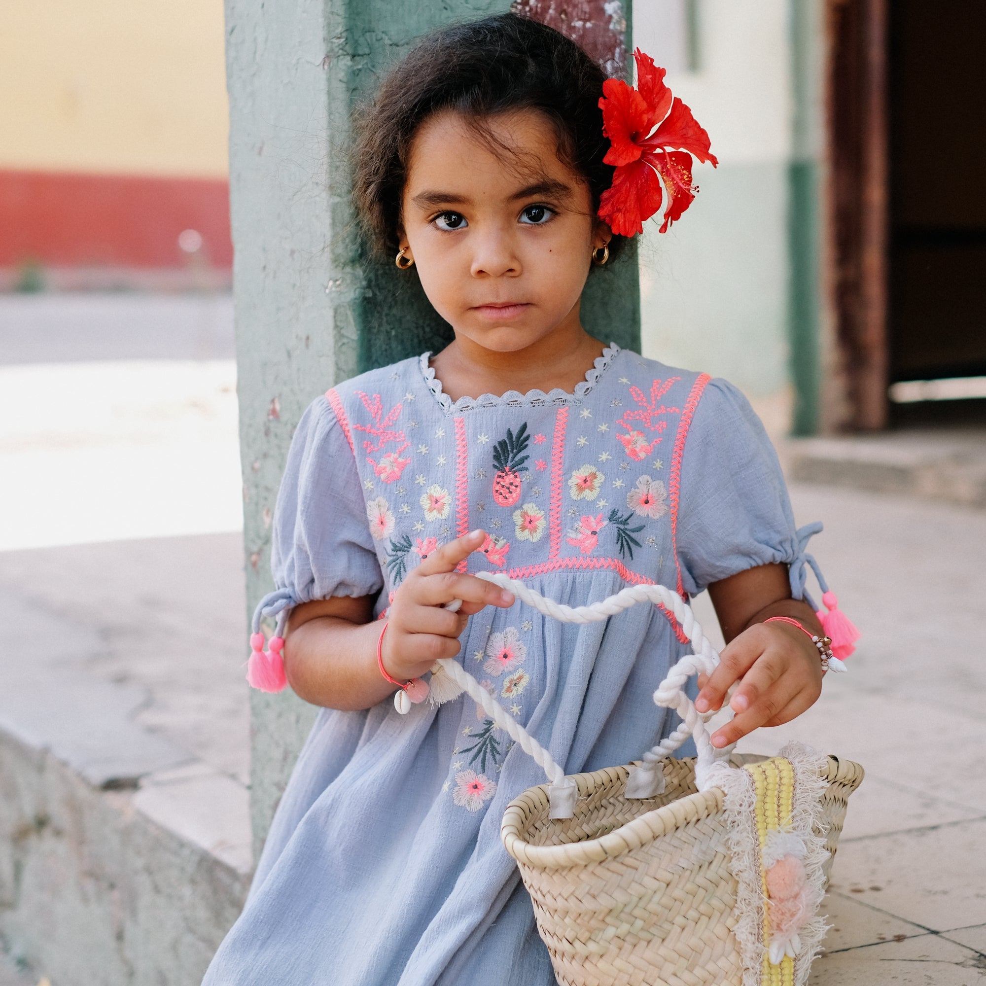 Girls Silver Cloud Cotton Dress