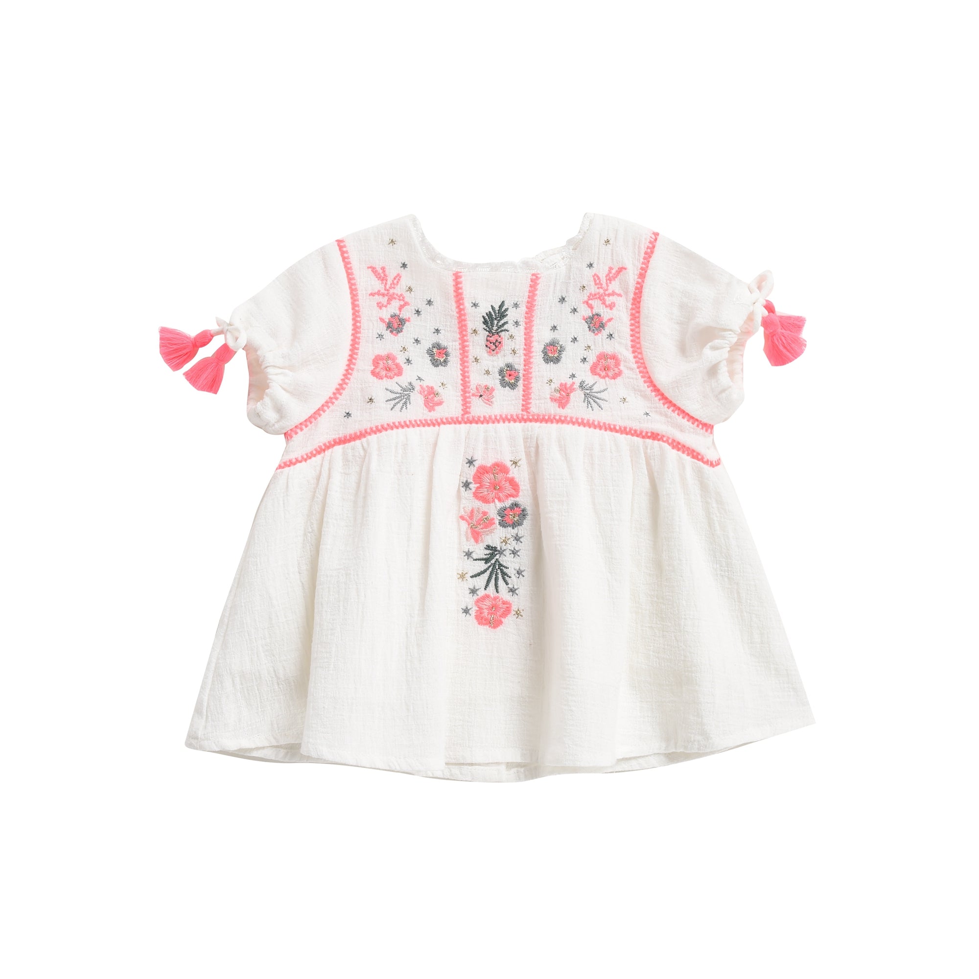 Girls White Cotton Dress