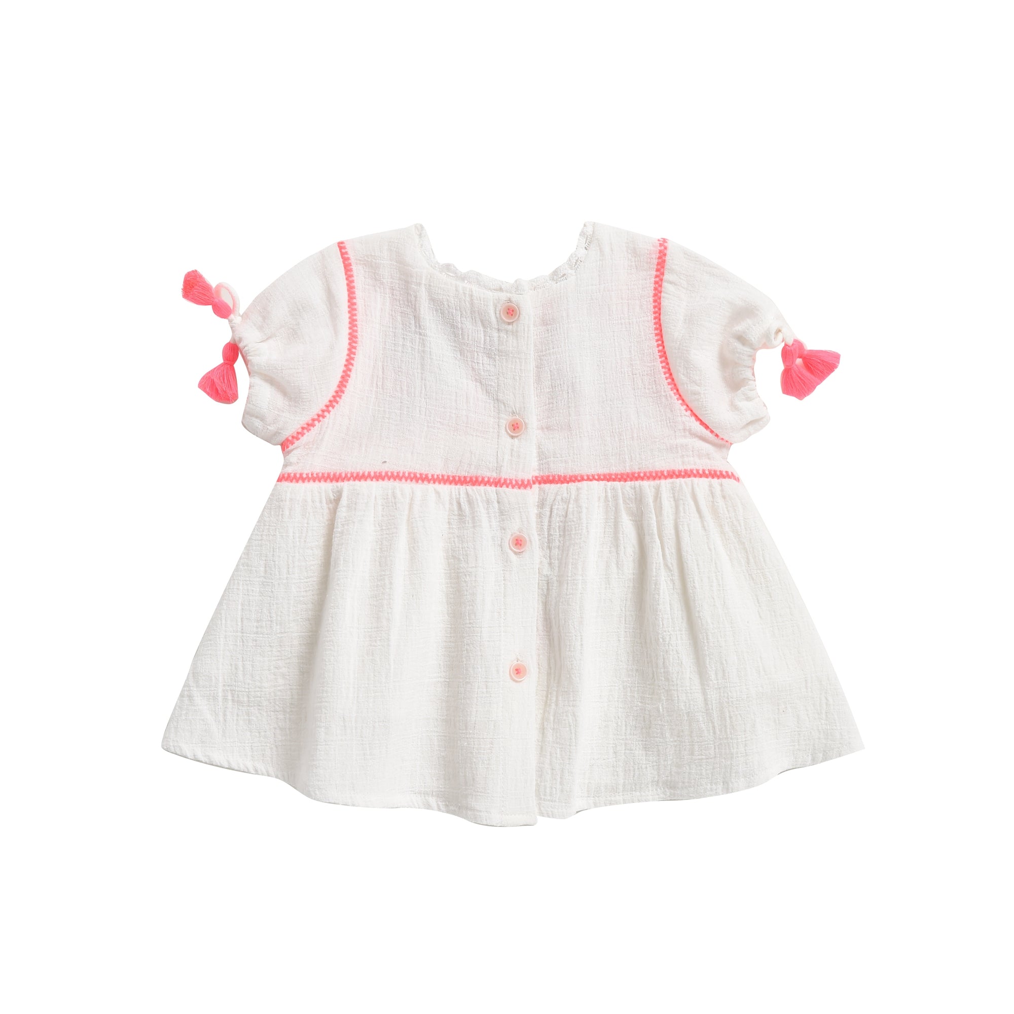 Girls White Cotton Dress