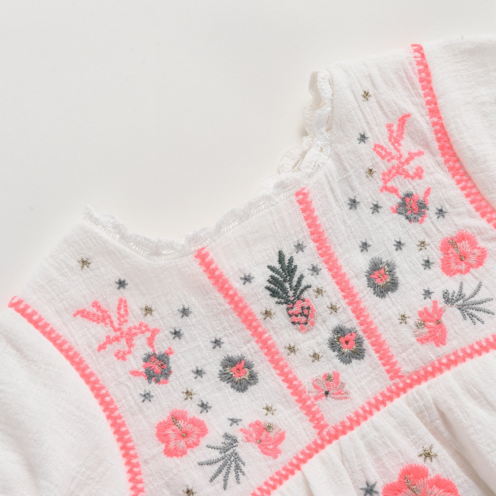 Girls White Cotton Dress
