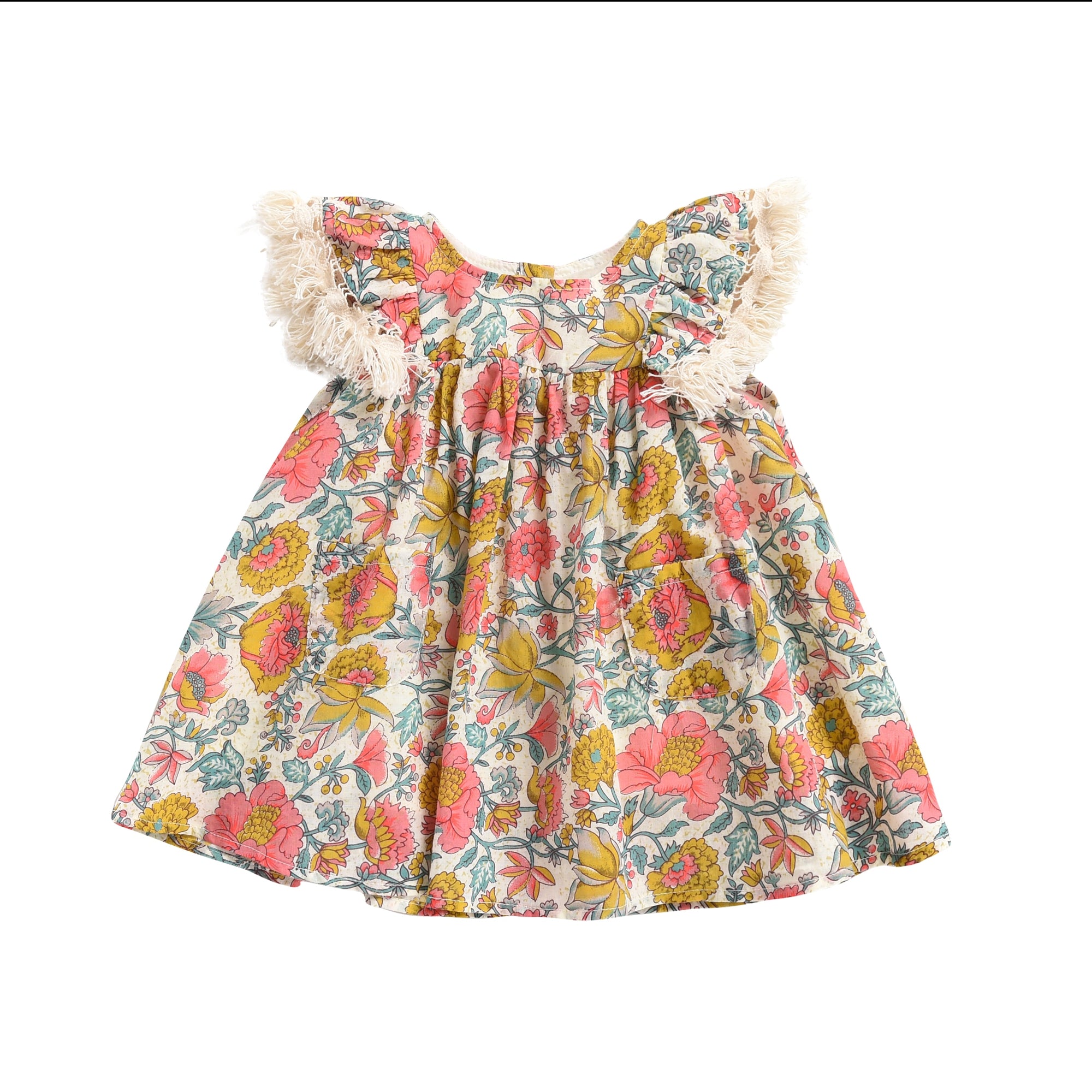 Girls Multi Flowers Cotton Dress
