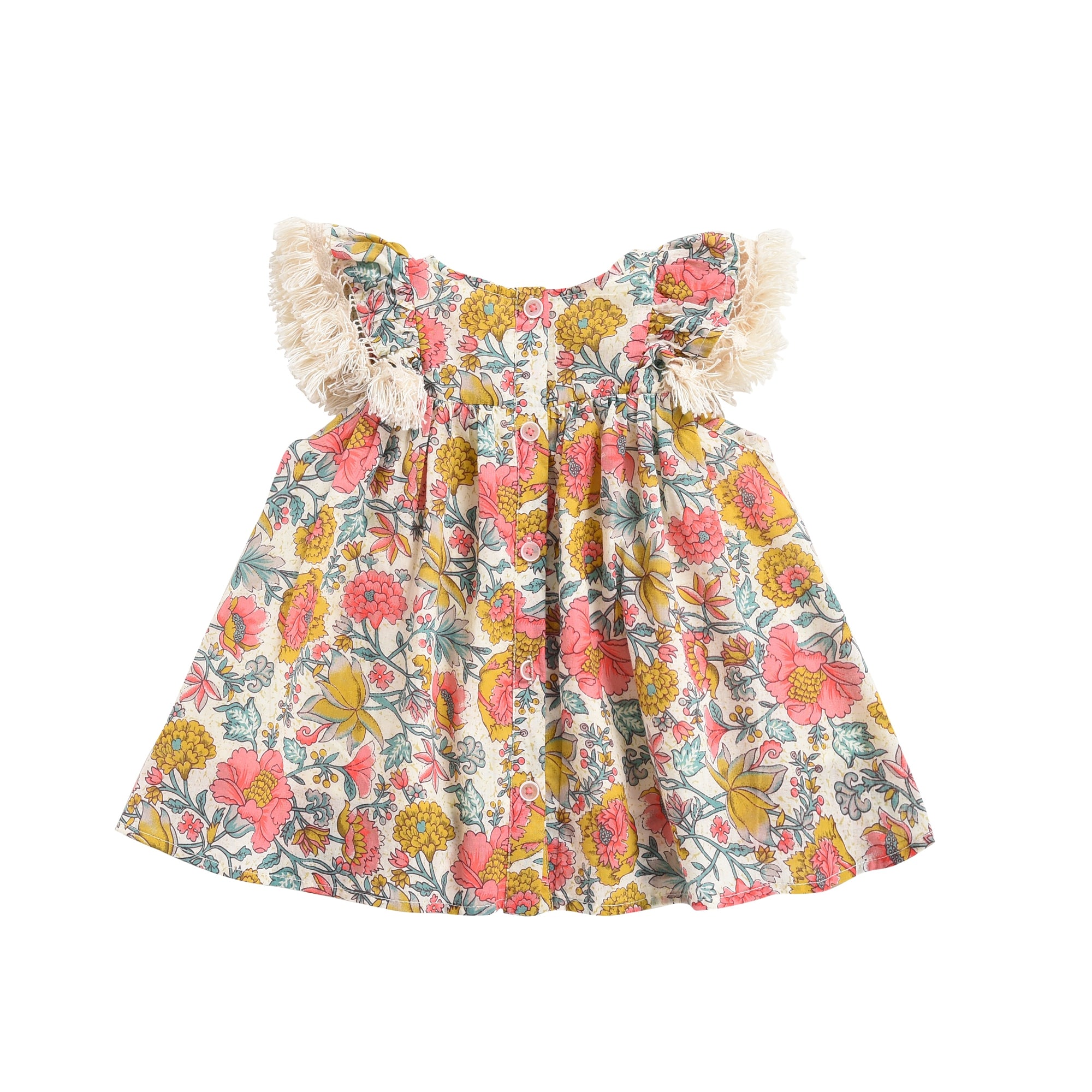 Girls Multi Flowers Cotton Dress