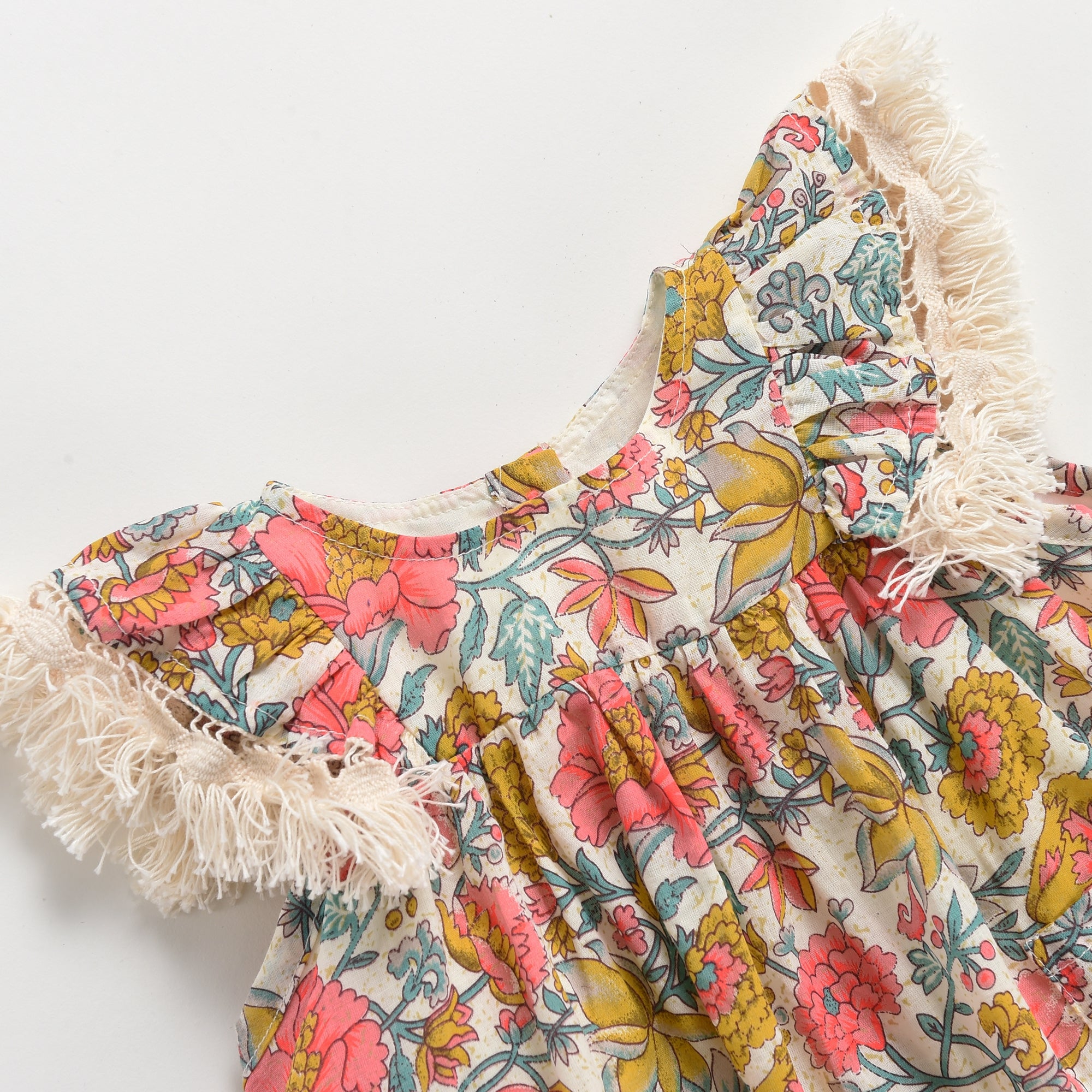 Girls Multi Flowers Cotton Dress
