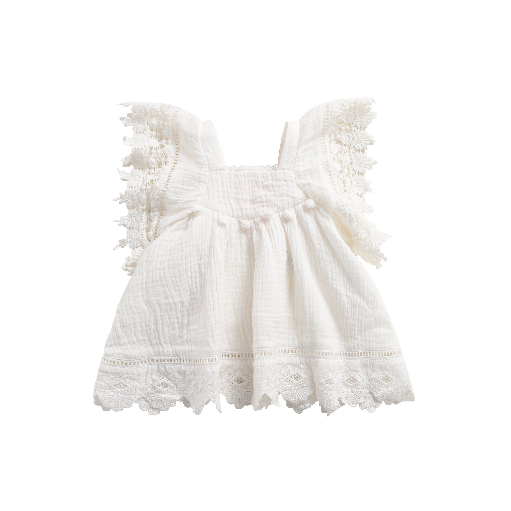 Girls White Cotton Dress