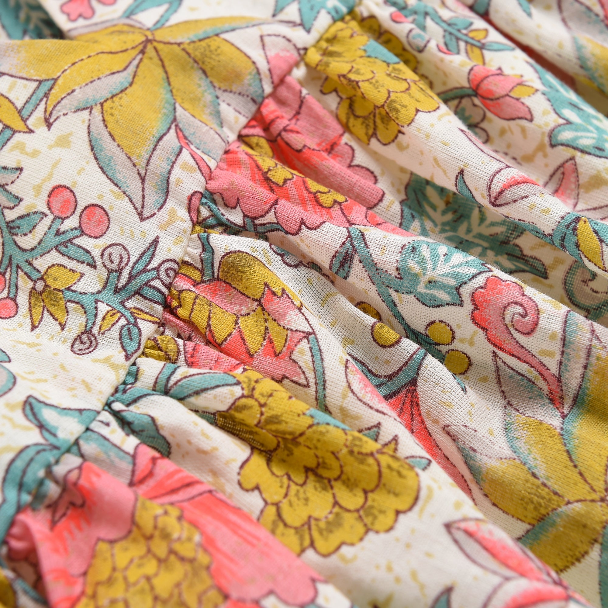 Girls Multi Flowers Cotton Dress