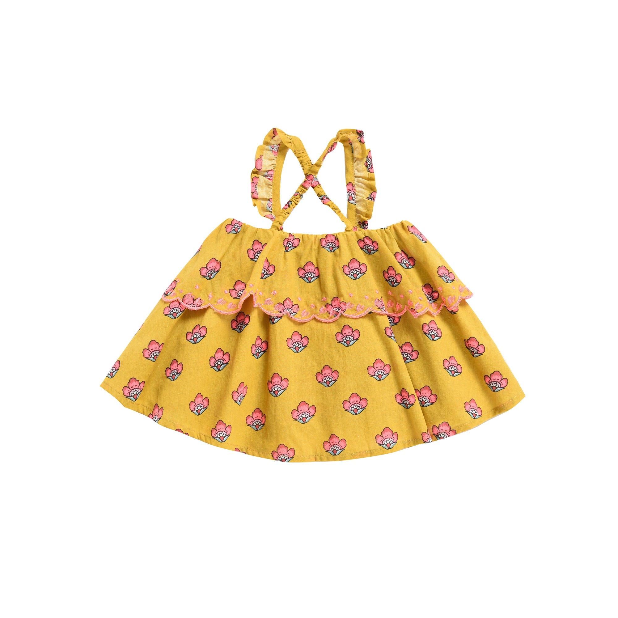 Girls Safran Flowers Cotton Dress