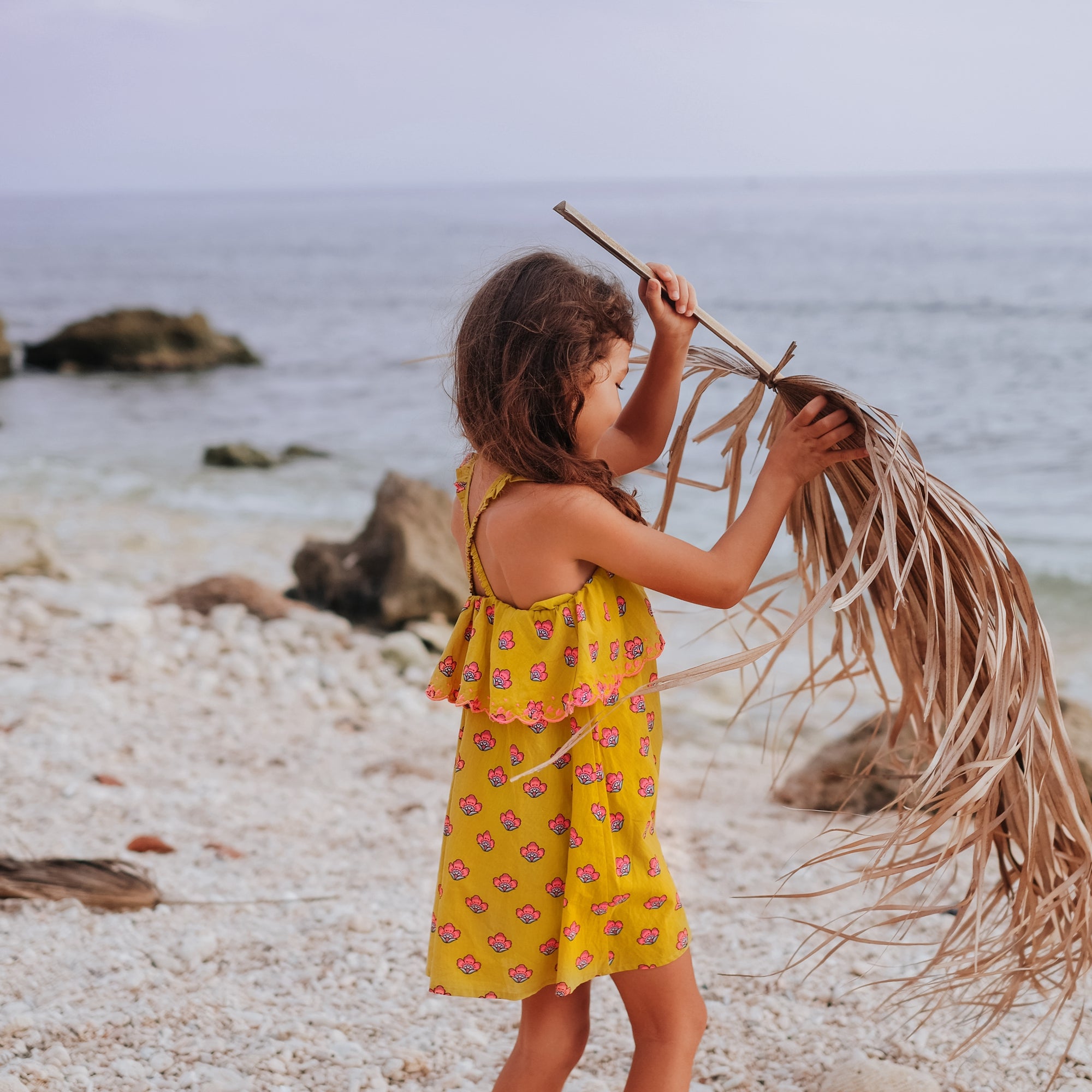 Girls Safran Flowers Cotton Dress
