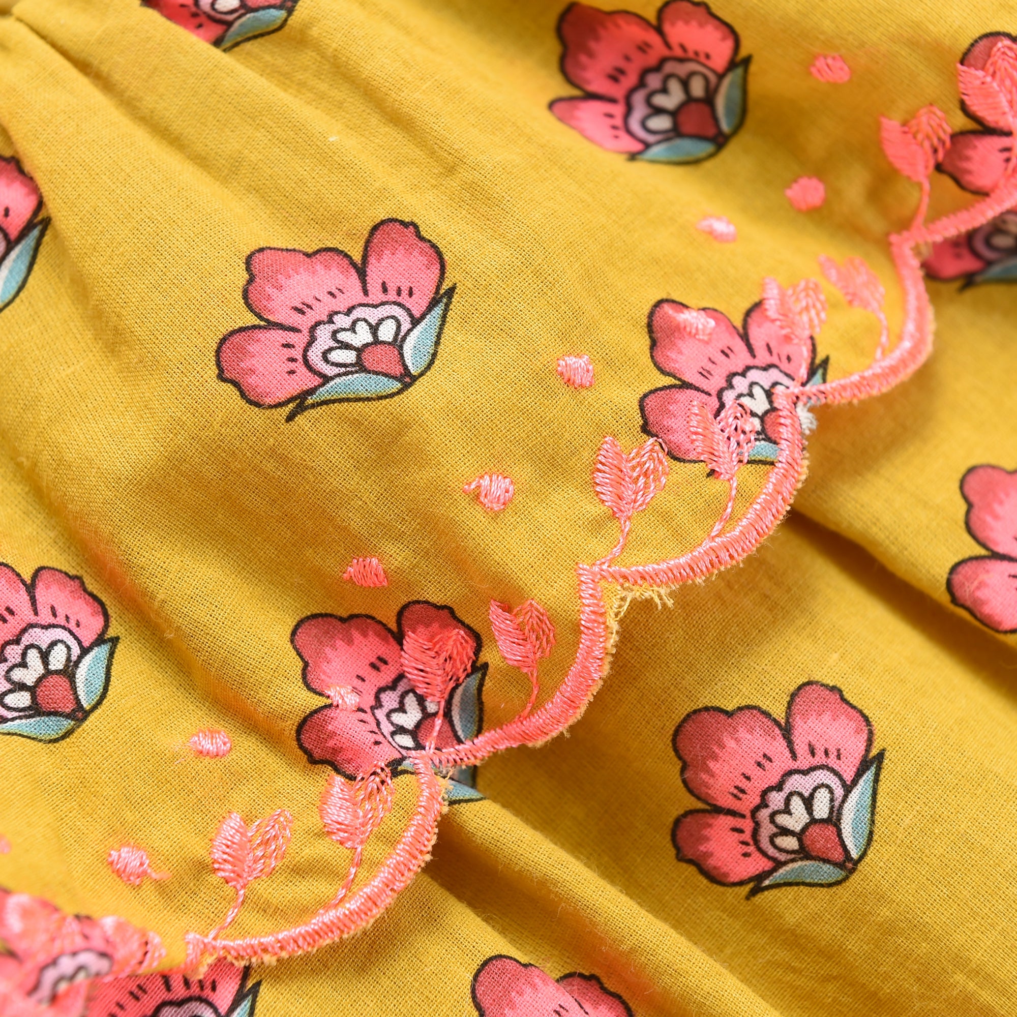Girls Safran Flowers Cotton Dress