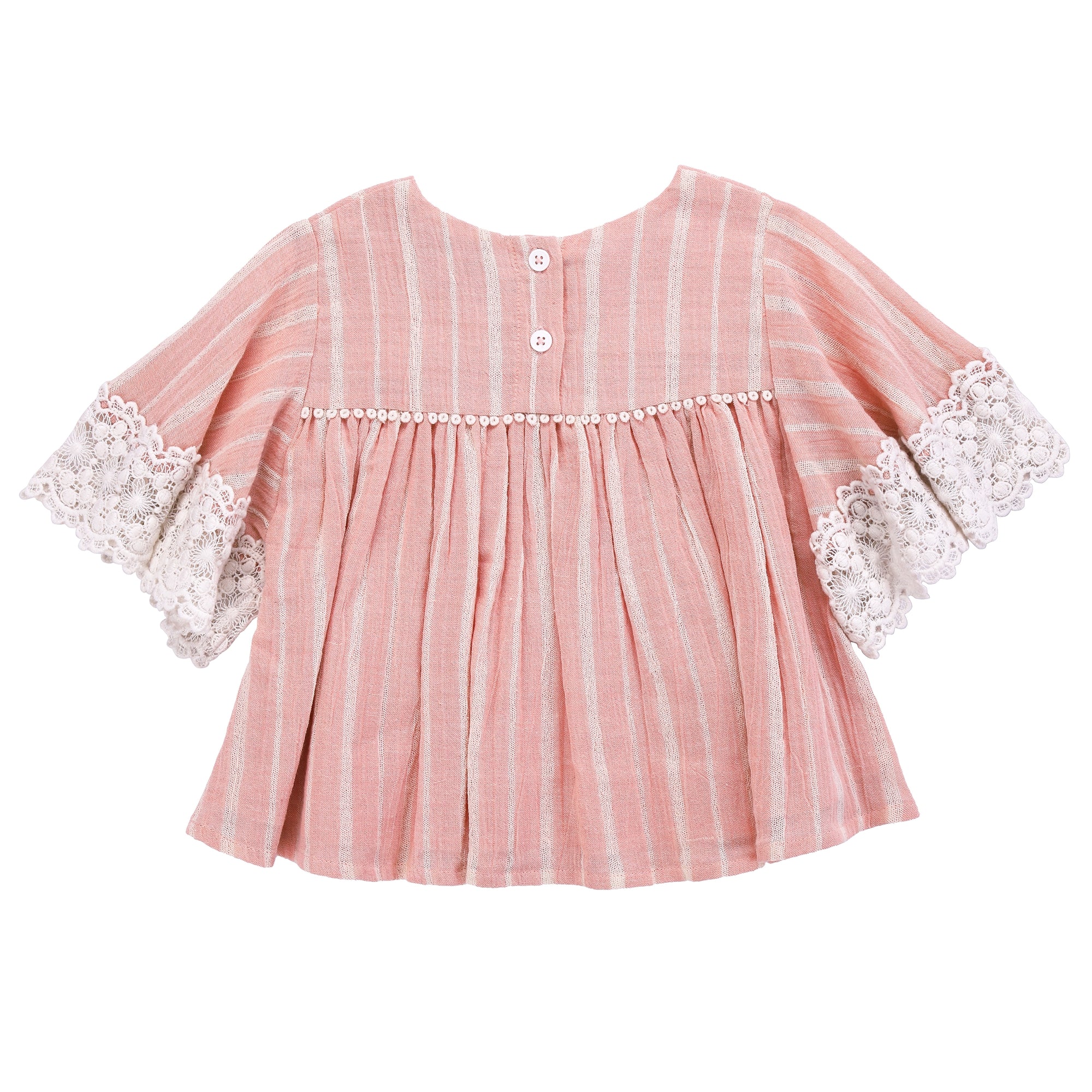 Girls Blush Stripes Cotton Dress