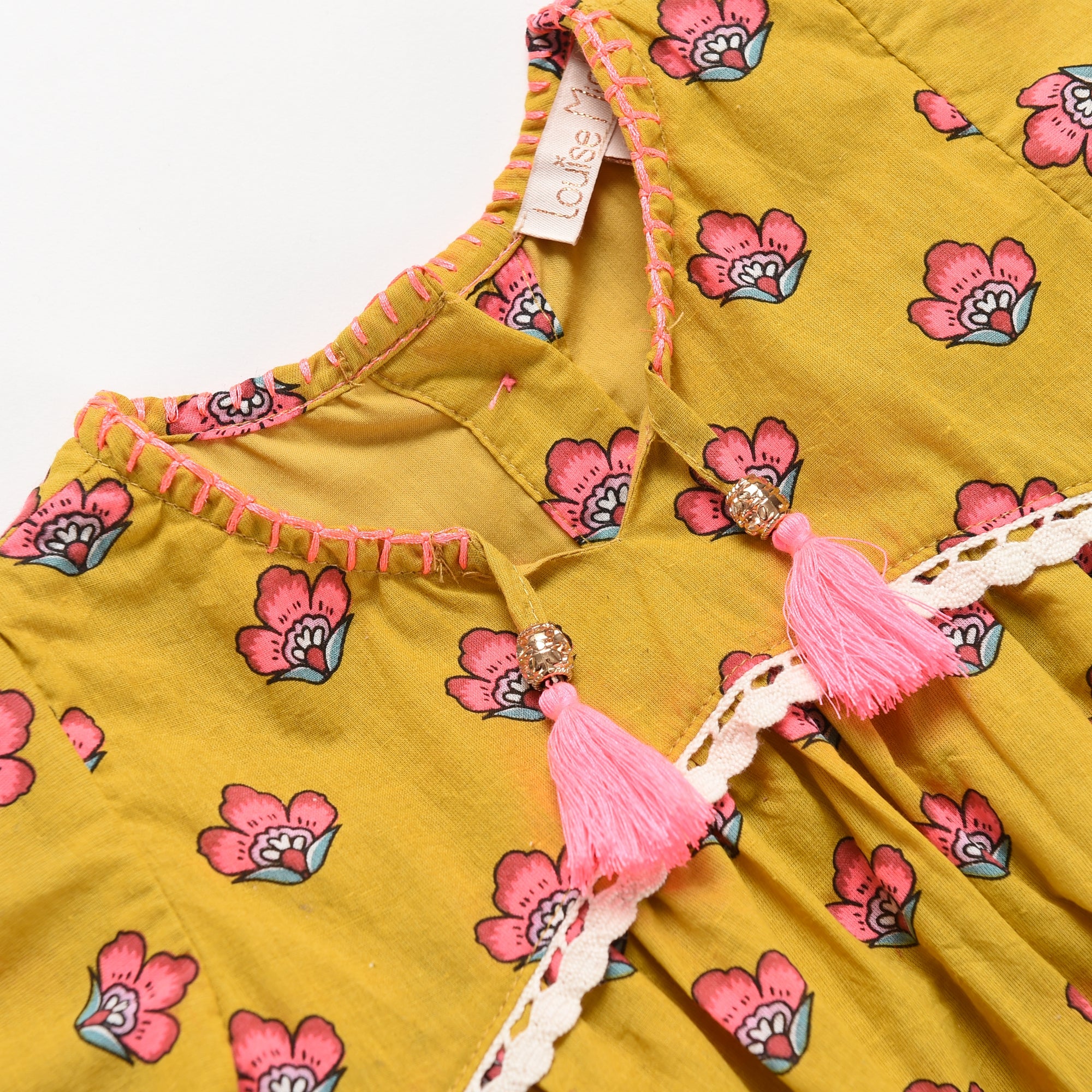 Girls Safran Flowers Cotton Dress