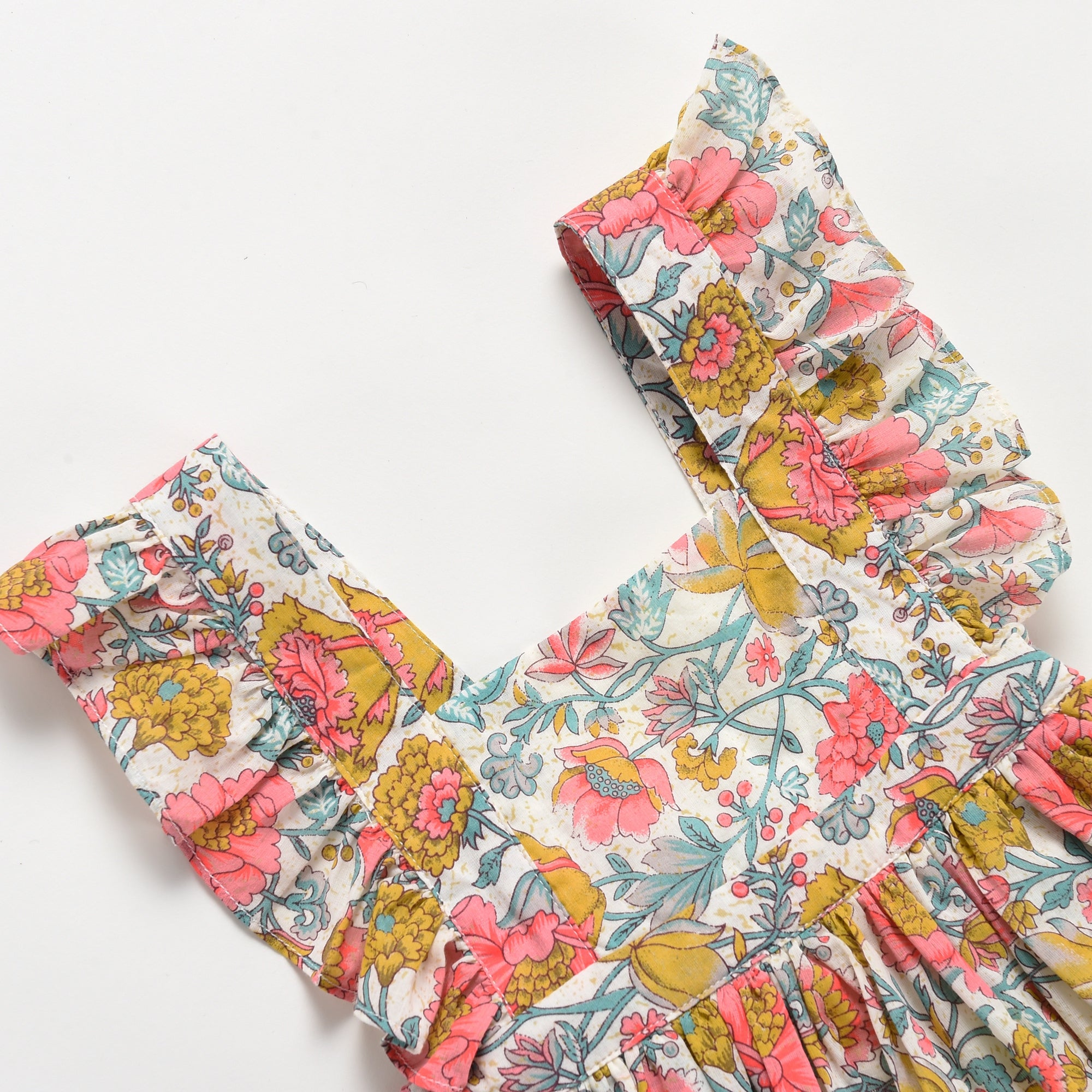 Girls Multi Flowers Cotton Dress