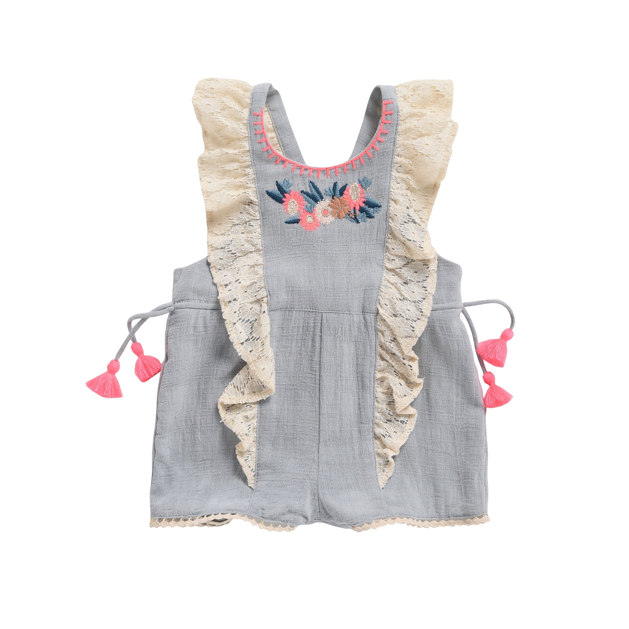 Baby Girls Silver Cloud Cotton Overalls