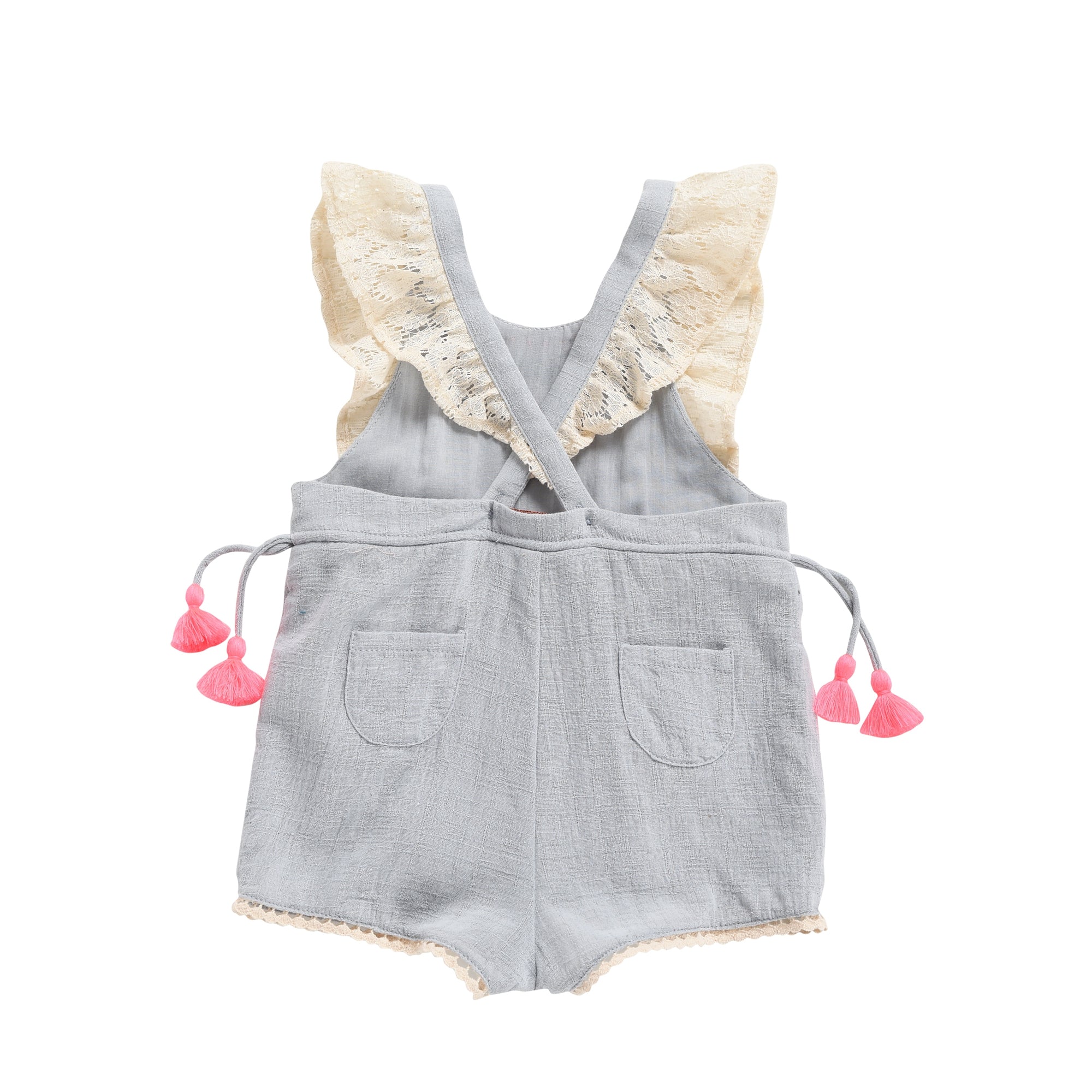 Baby Girls Silver Cloud Cotton Overalls