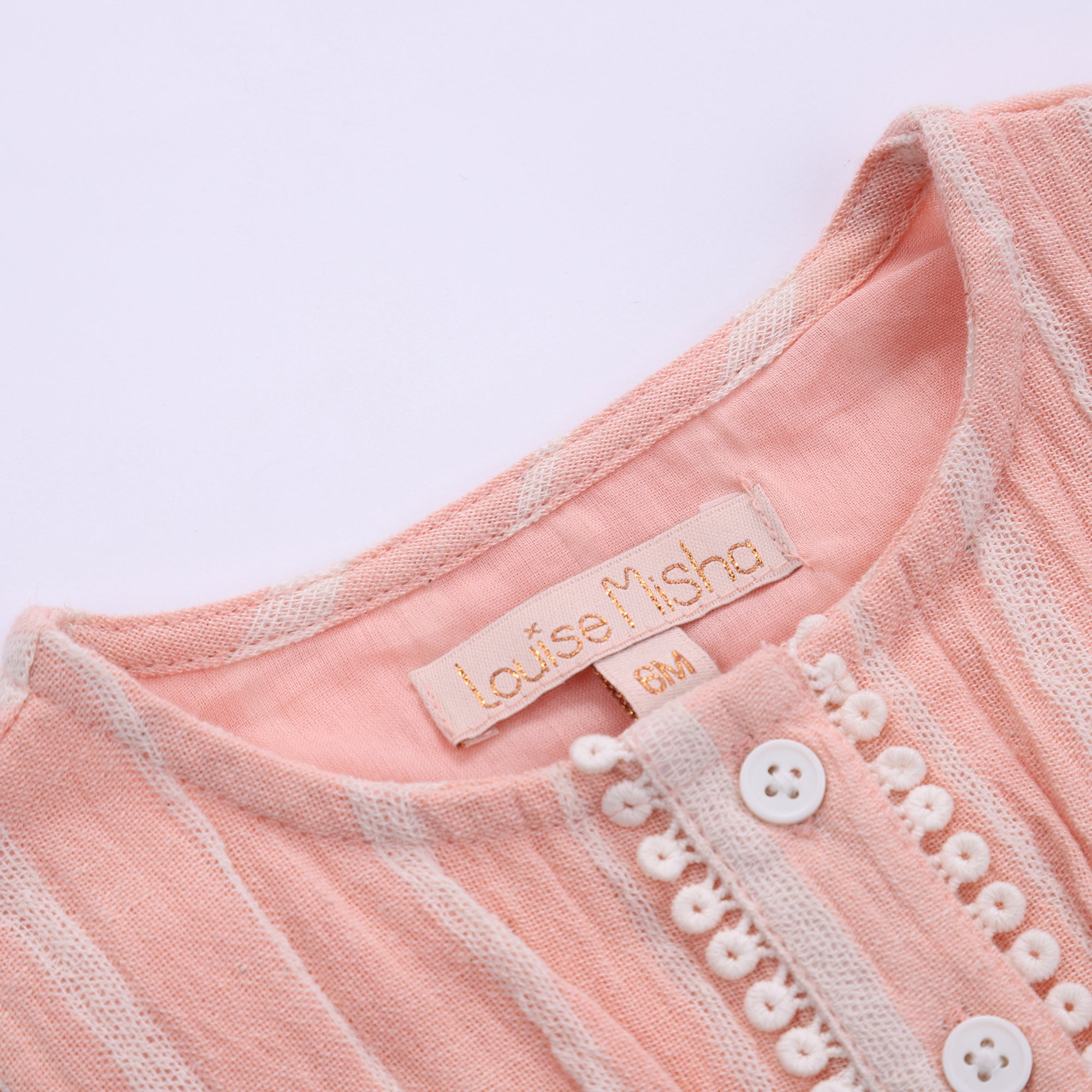 Girls Blush Stripes Cotton Overalls