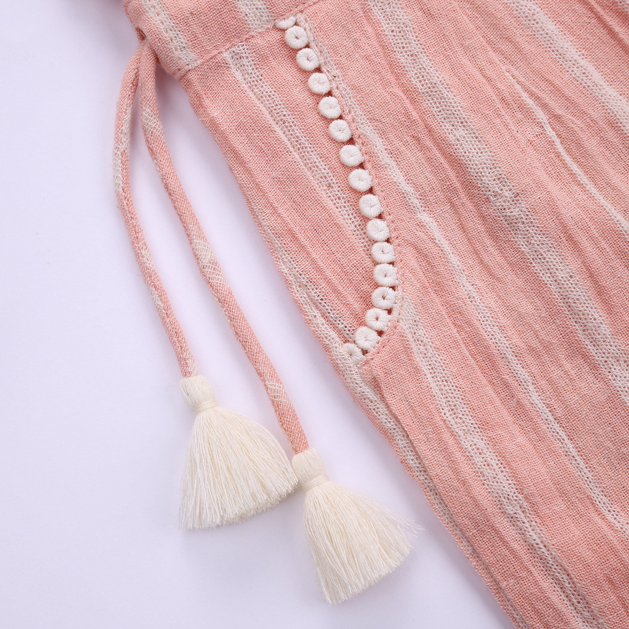 Girls Blush Stripes Cotton Overalls
