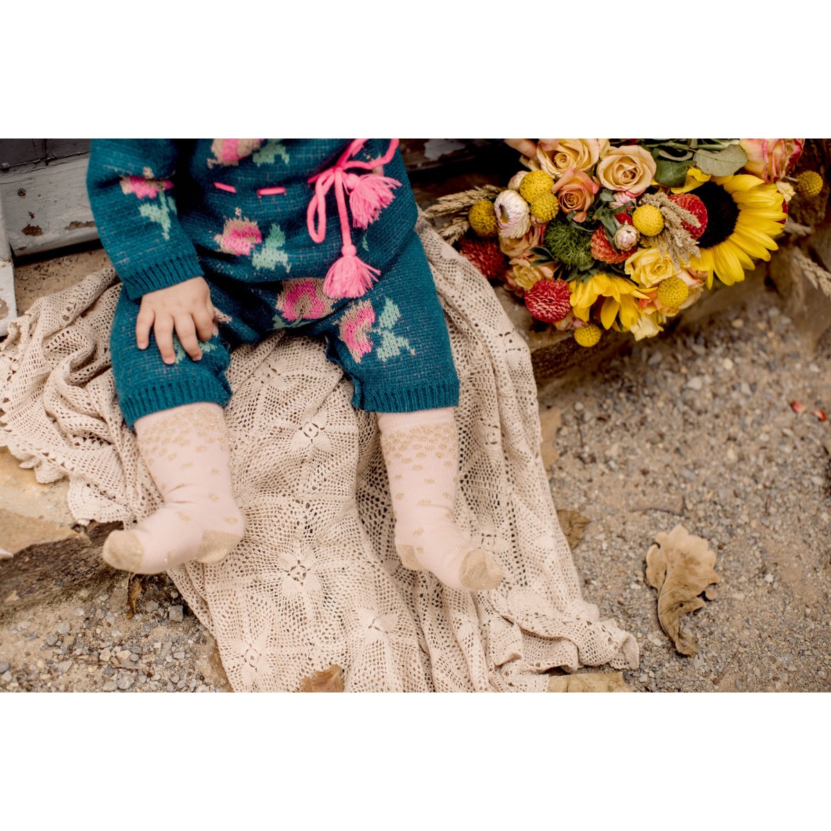 Baby Girls Lake Blue Embroidered Babysuit
