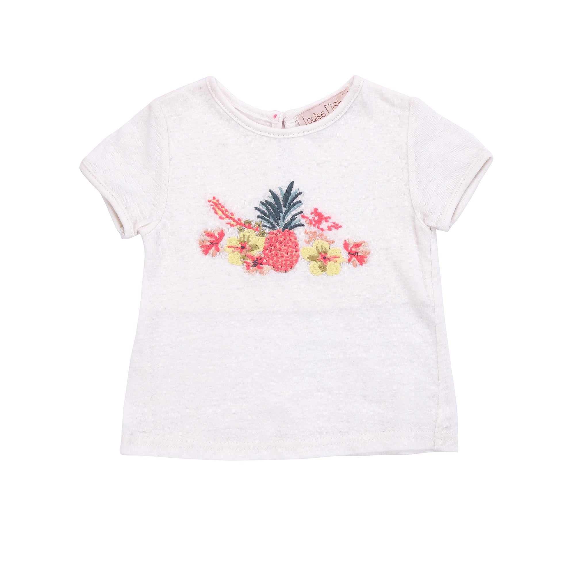 Girls White Embroidered T-shirt