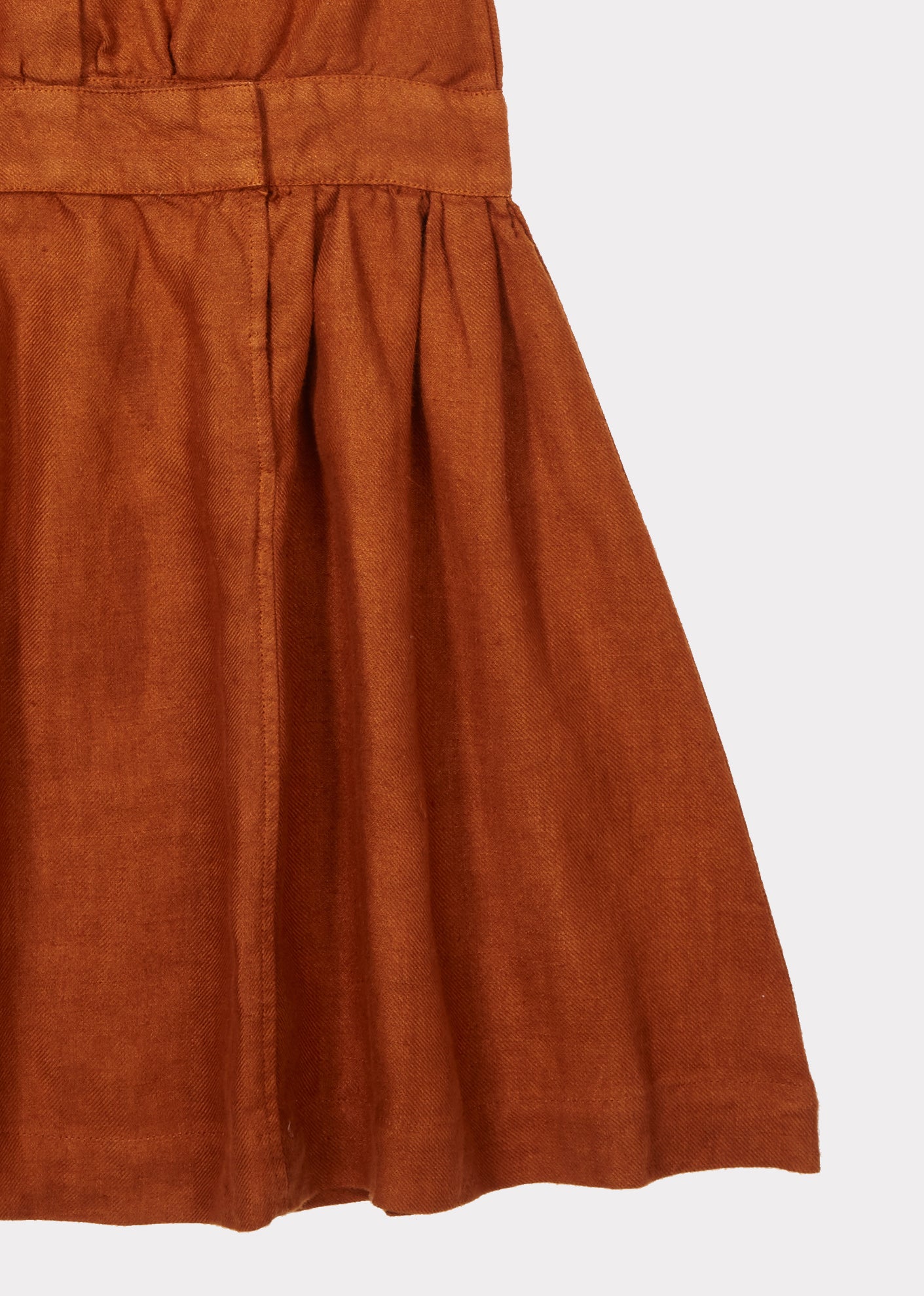 Girls Camel Linen Woven Dress