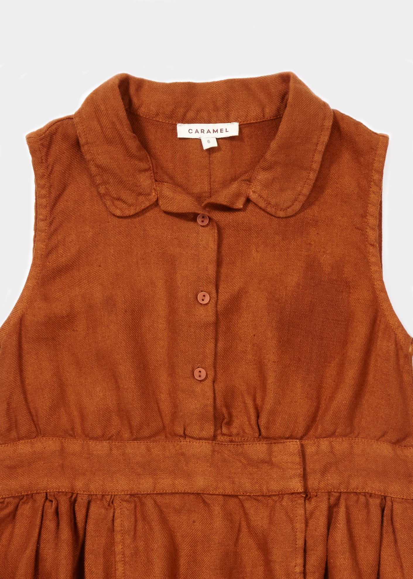 Girls Camel Linen Woven Dress