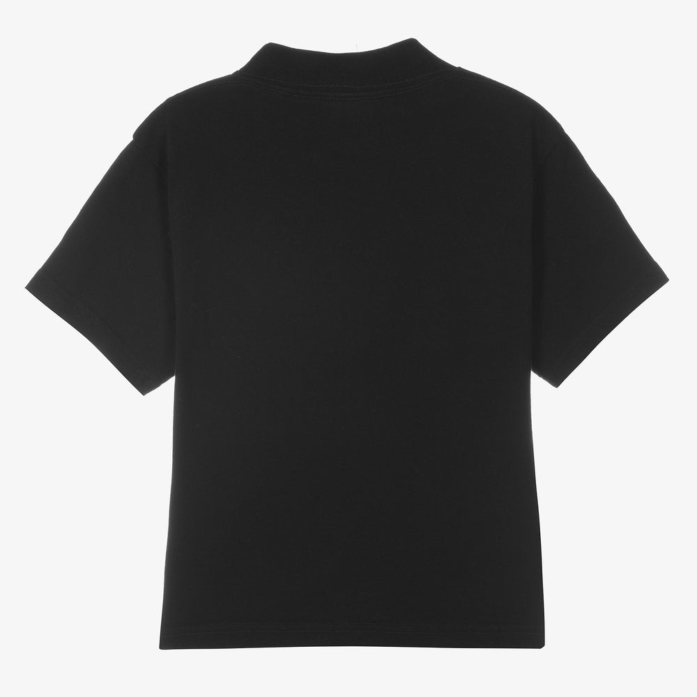 Boys & Girls Black Logo Cotton T-Shirt