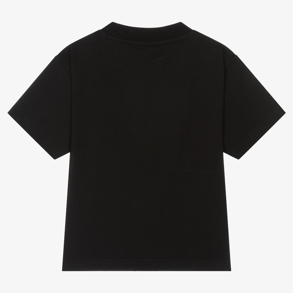 Boys & Girls Black Logo Cotton T-Shirt