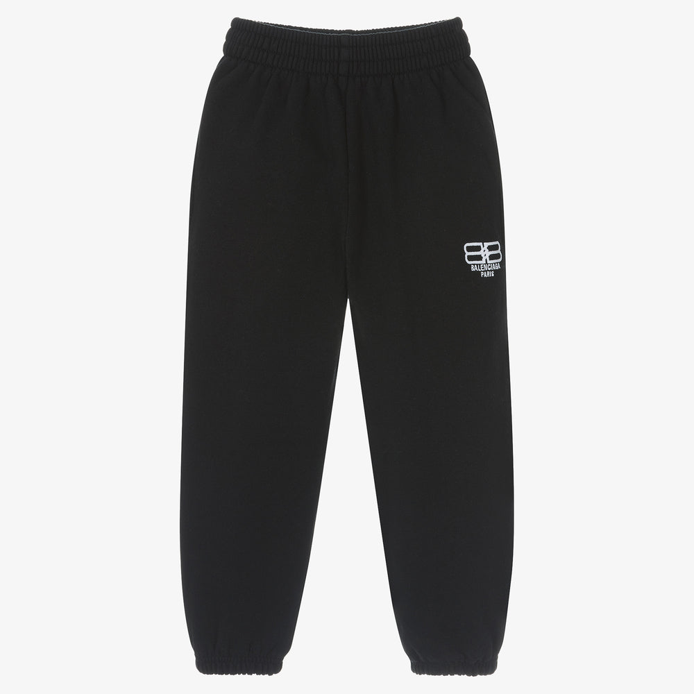 Boys & Girls Black Logo Cotton Trousers