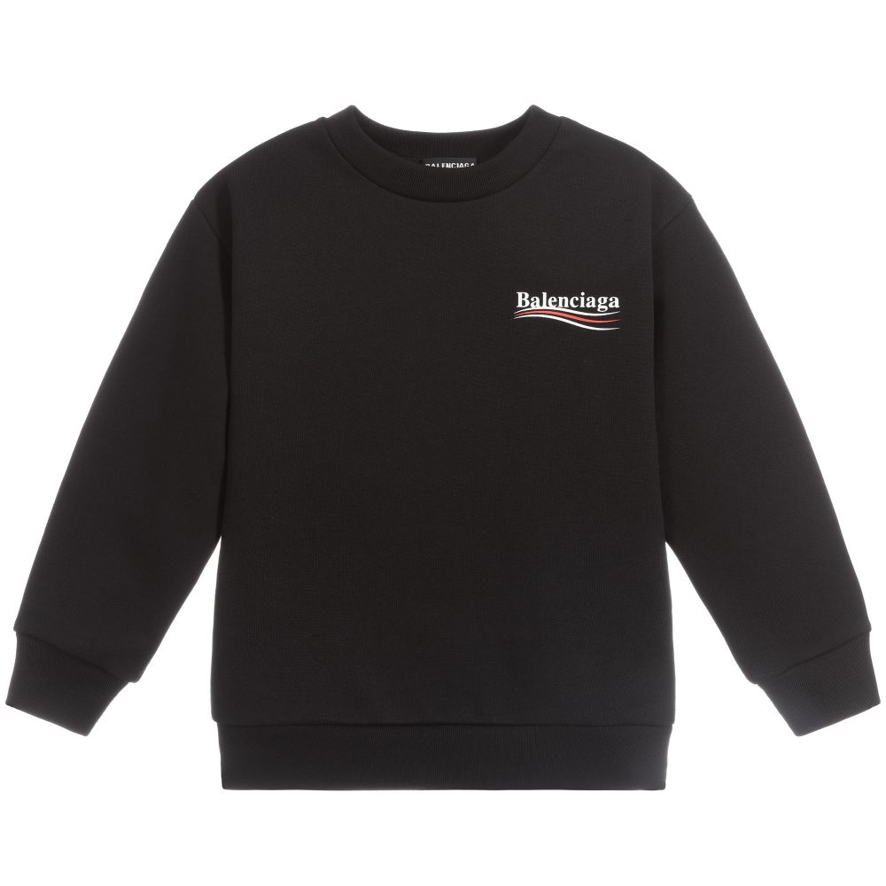 Boys & Girls Black Logo Cotton Sweater