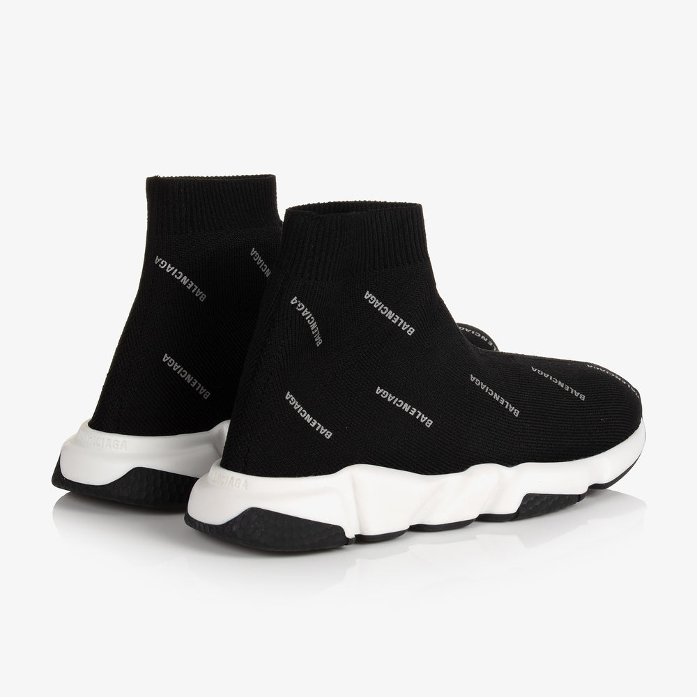 Boys & Girls Black Logo Shoes