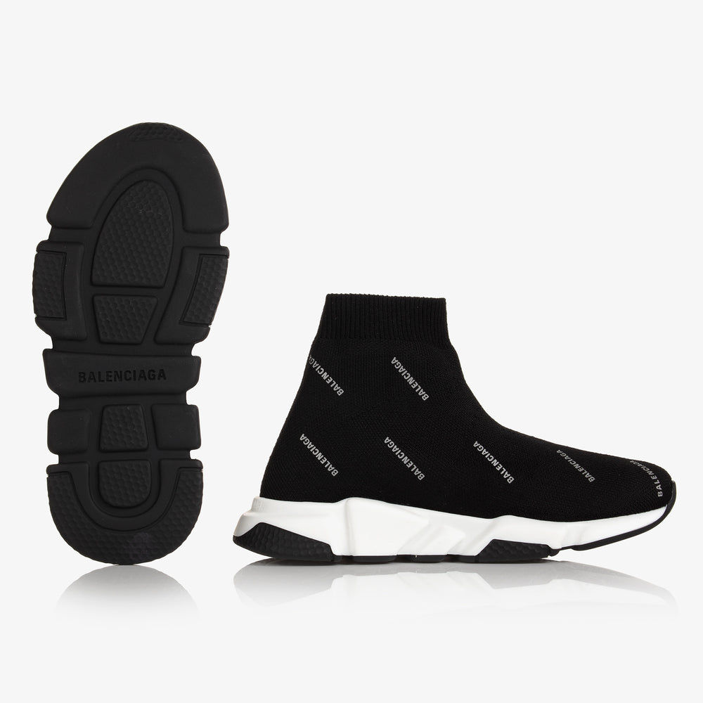 Boys & Girls Black Logo Shoes