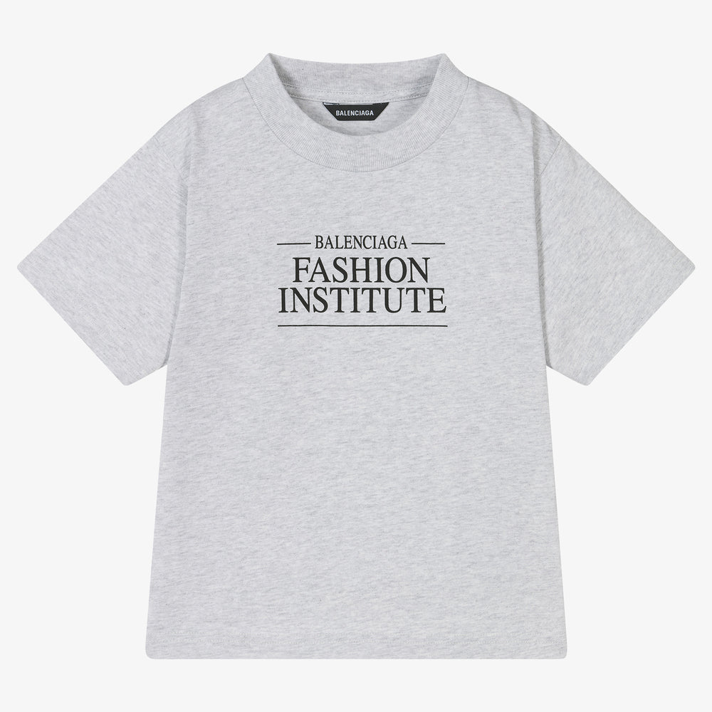 Boys & Girls Grey Logo Cotton T-Shirt