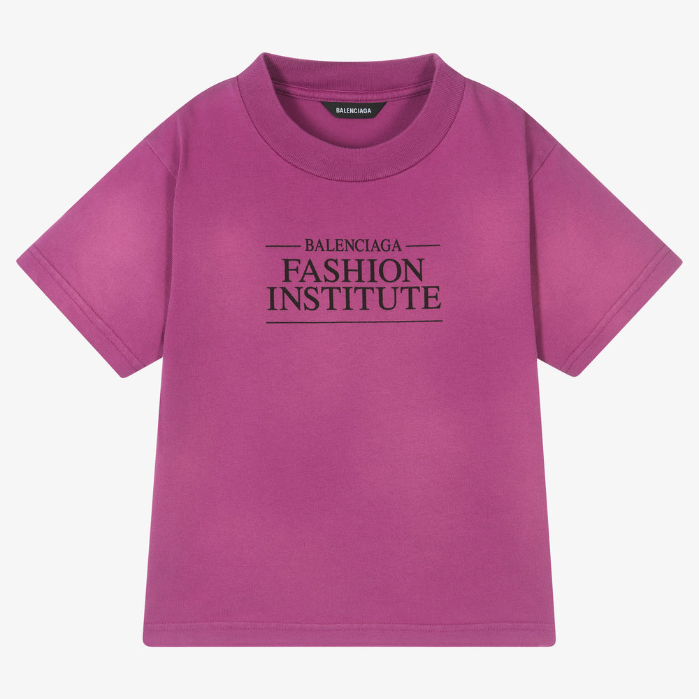 Boys & Girls Fuchsia Logo Cotton T-Shirt