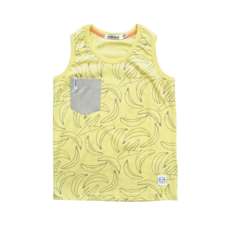 Girls Yellow Banana Printed Cotton Vest - CÉMAROSE | Children's Fashion Store