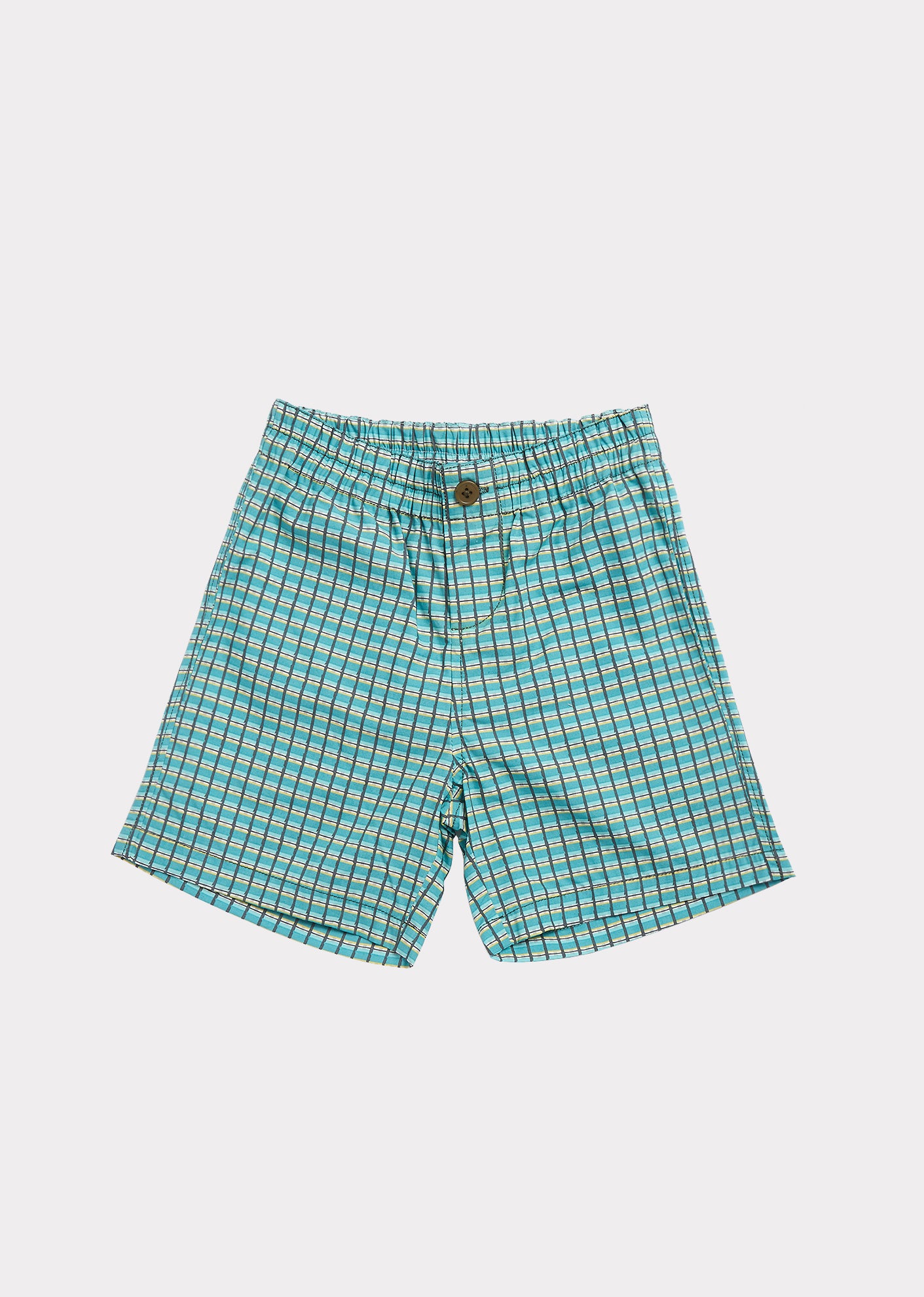 Boys & Girls Green Painted Check Shorts