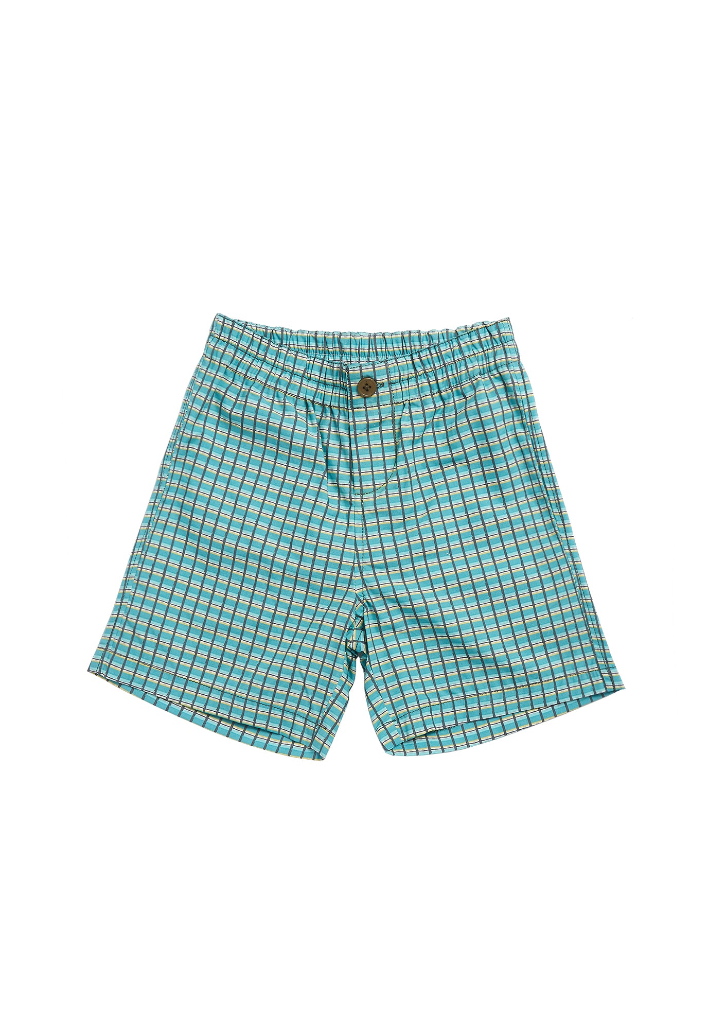 Boys & Girls Green Painted Check Shorts