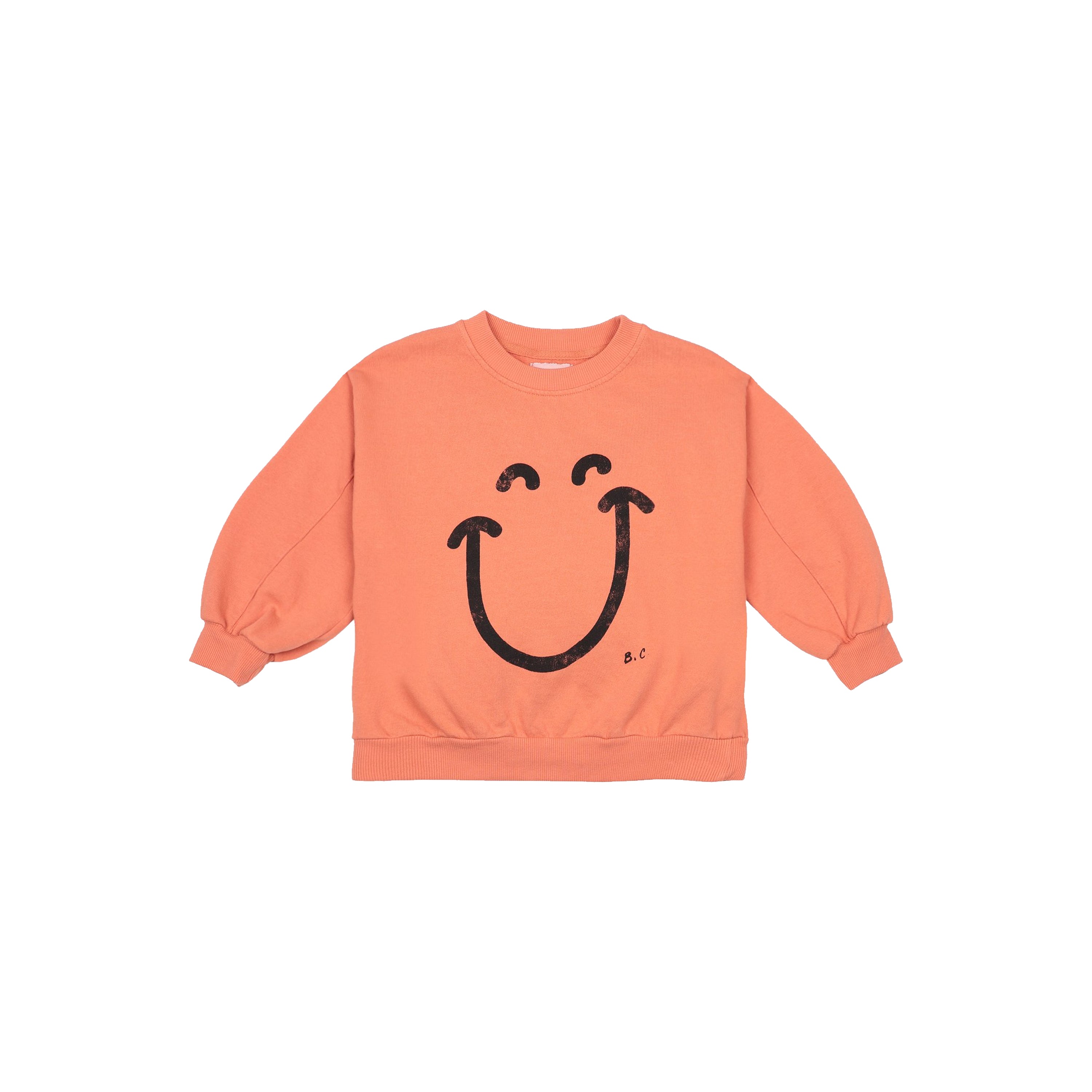 Girls Orange Smile Cotton Sweatshirt