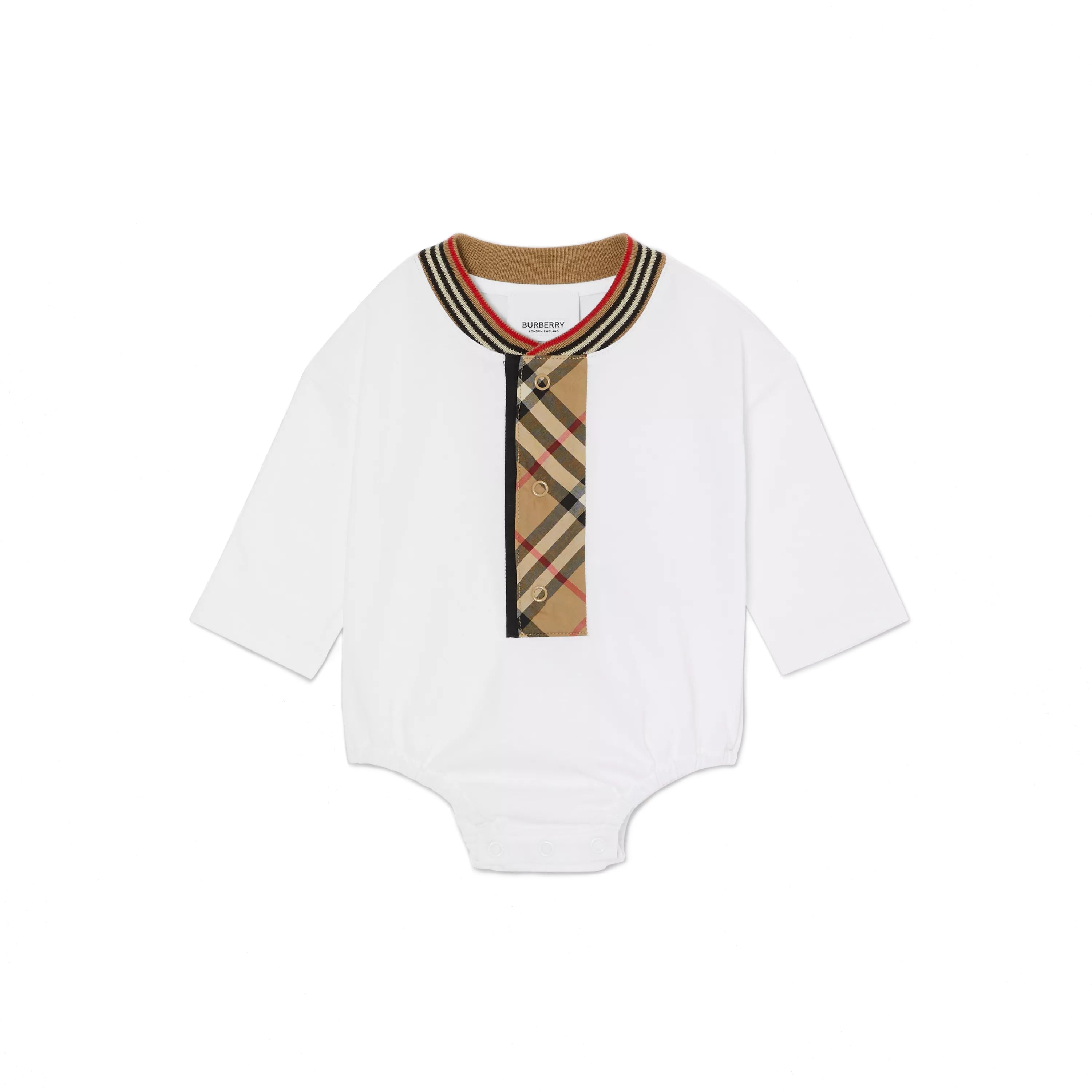 Baby Boys & Girls White Cotton Babysuit