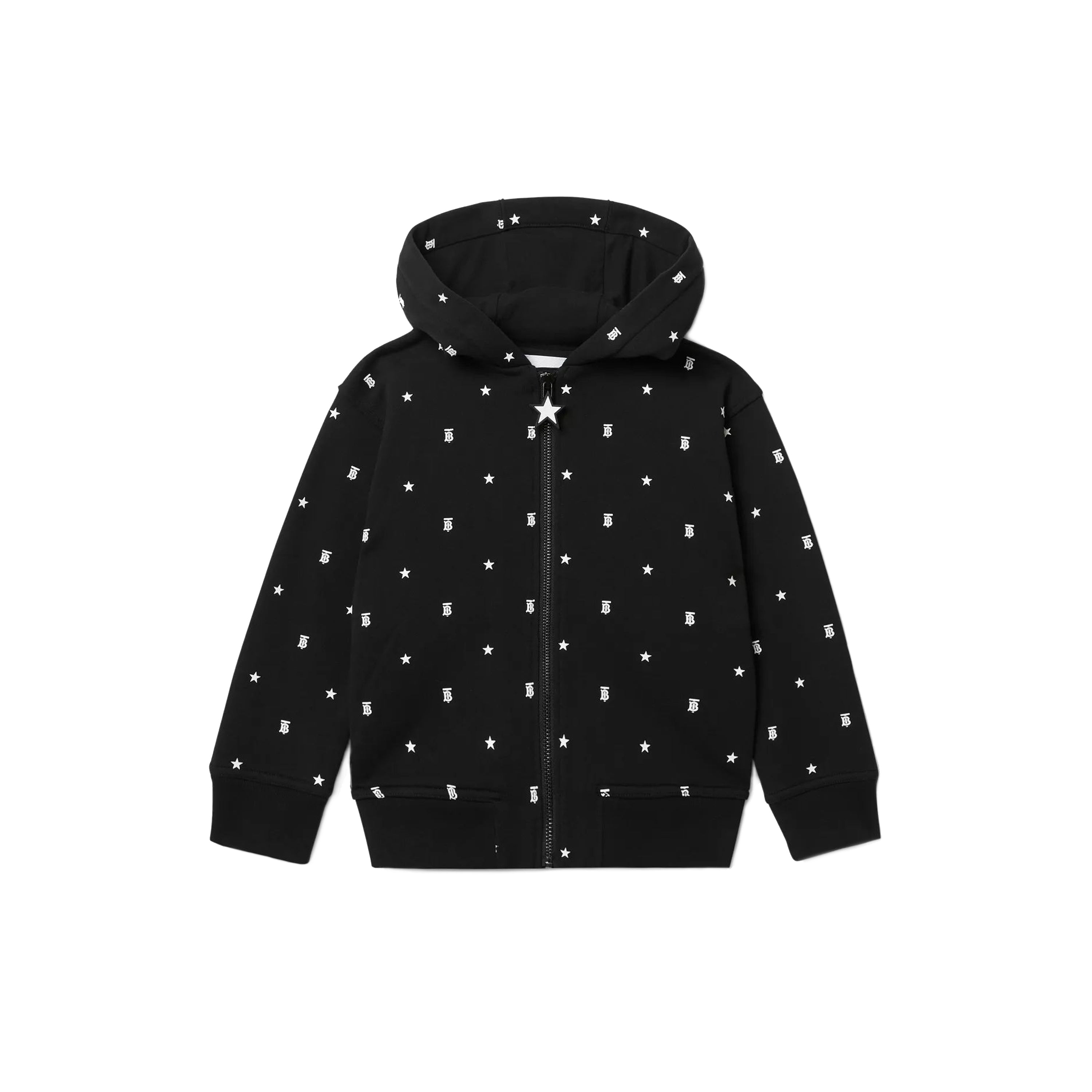 Boys Black Logo Hooded Zip-up Top