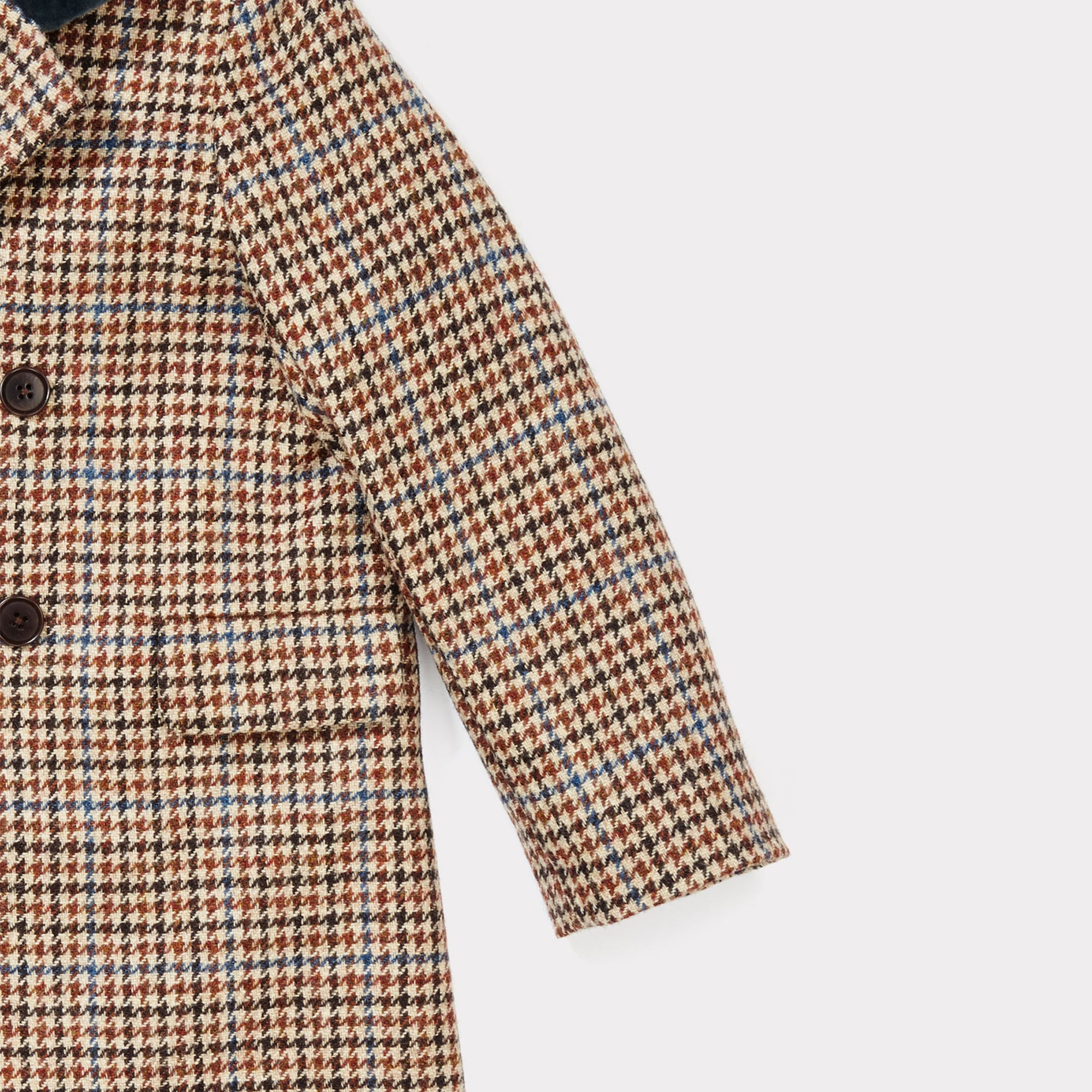 Boys & Girls Beige Wool Check Wool Coat