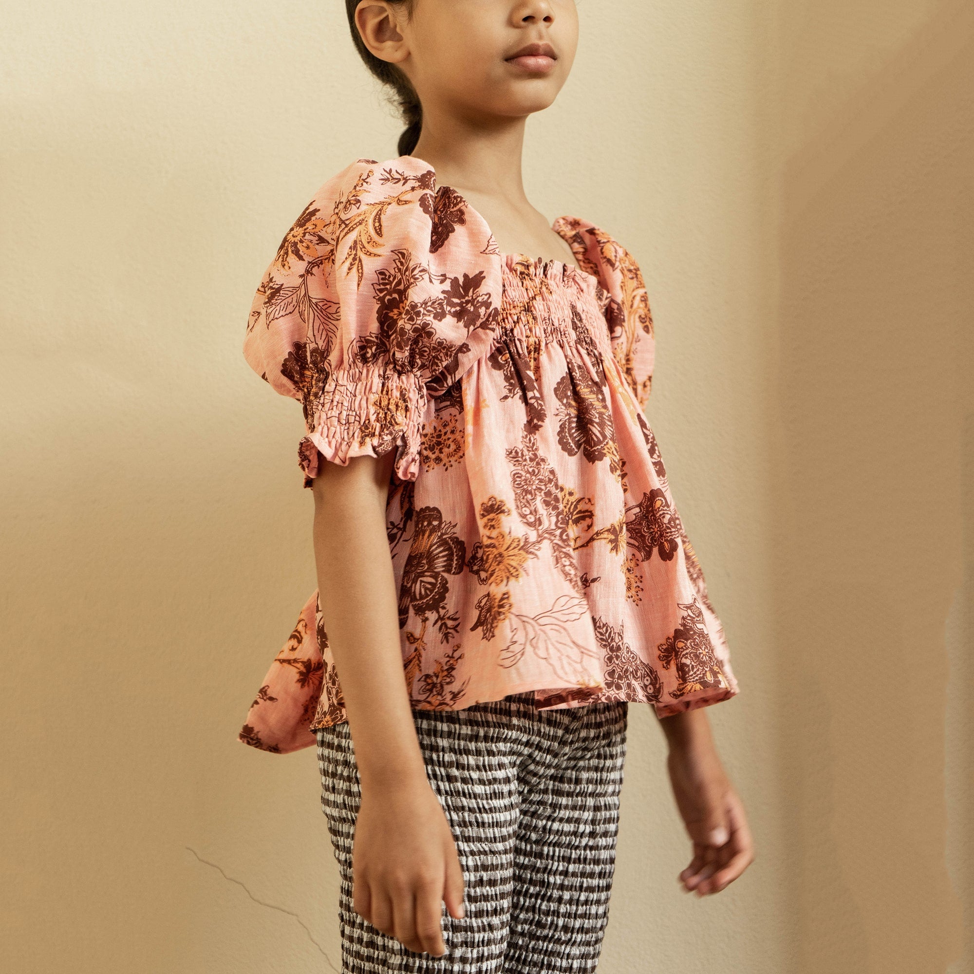 Girls Pink Flowers Top