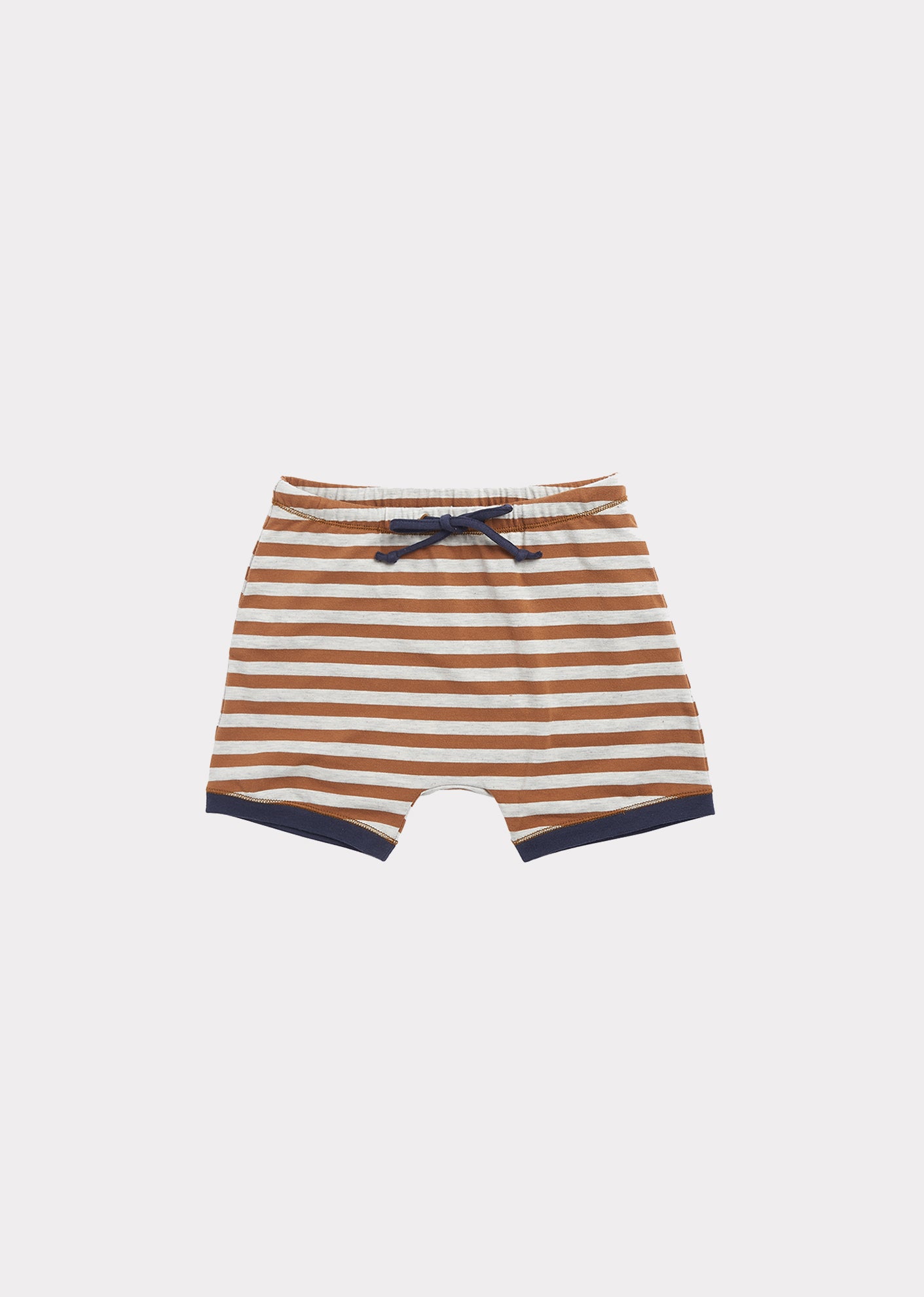 Baby Girls Brown Striped Cotton Shorts