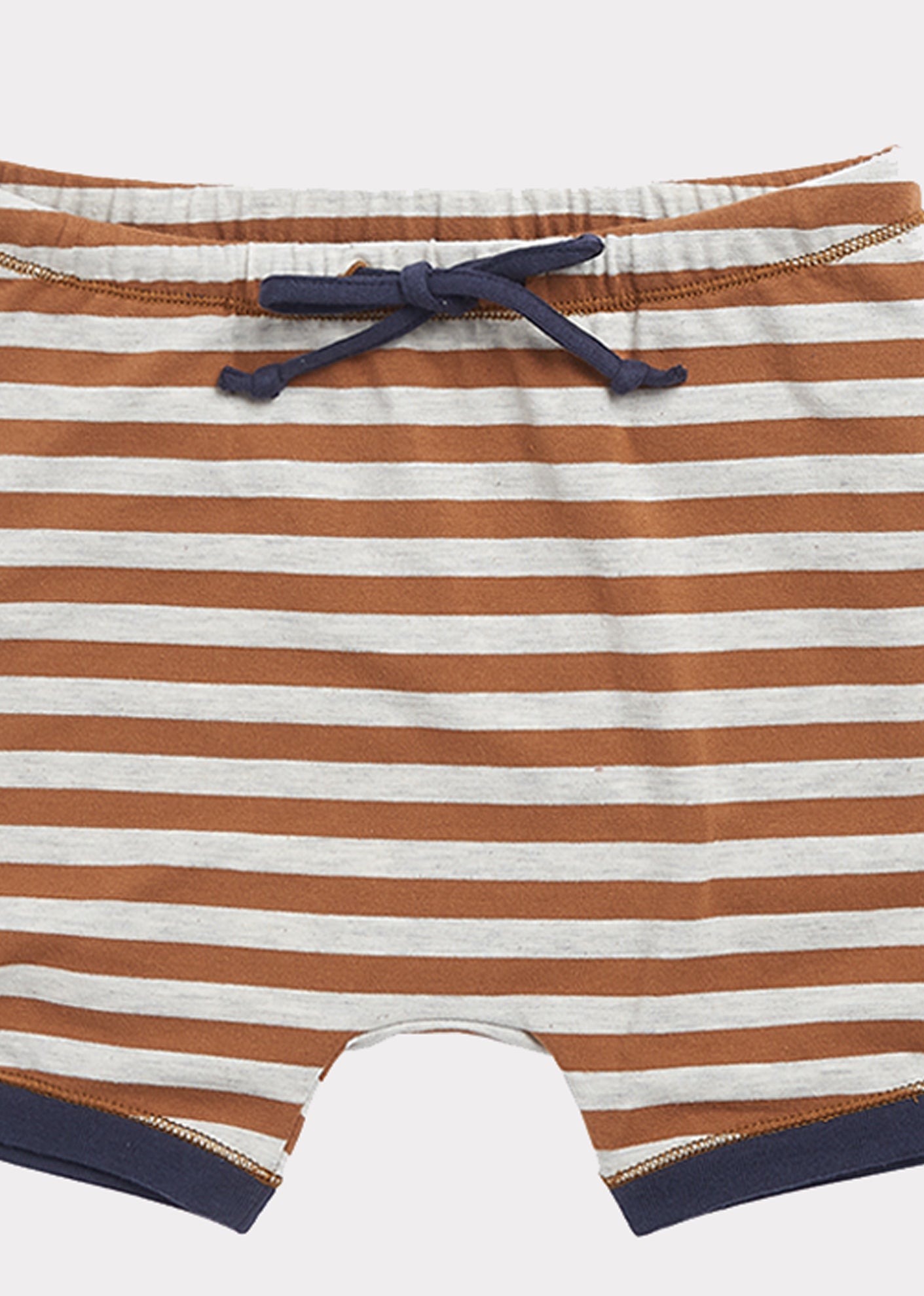 Baby Girls Brown Striped Cotton Shorts