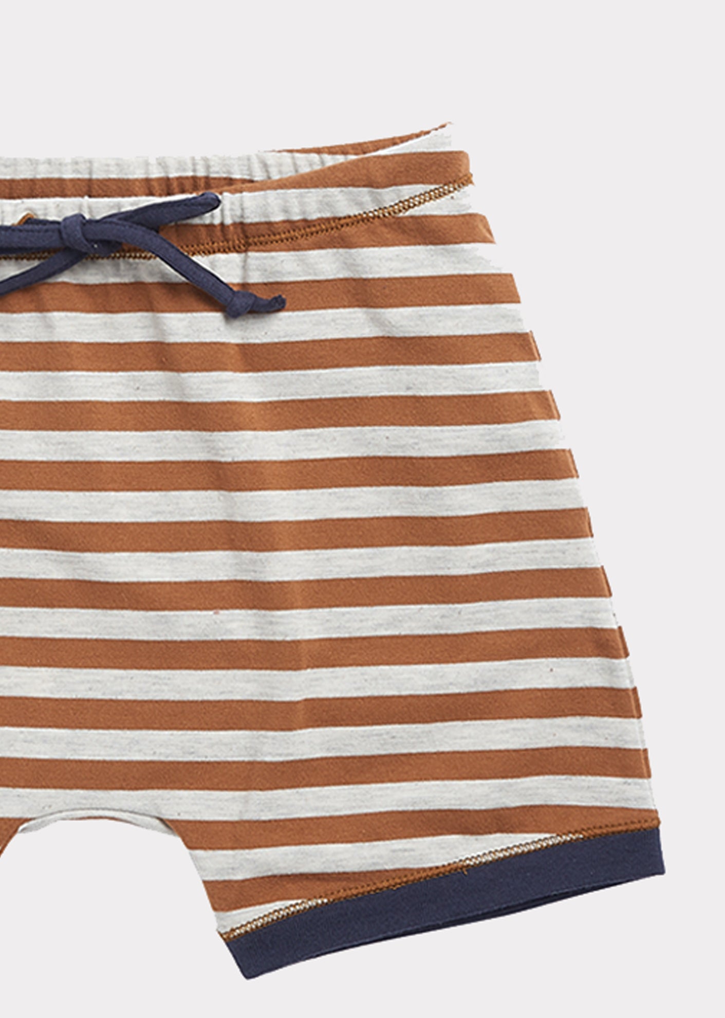 Baby Girls Brown Striped Cotton Shorts